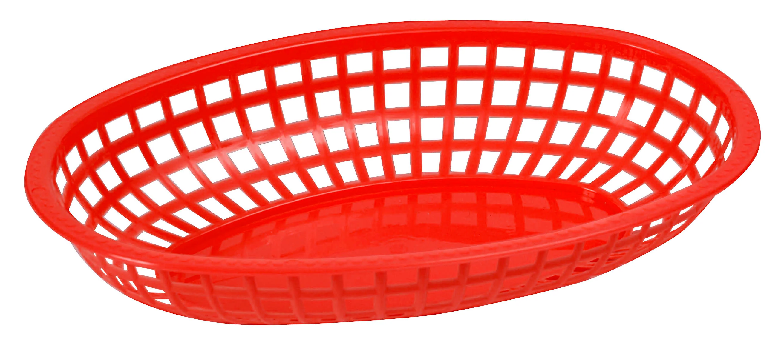 Winco POB-R 10-1/4 Inch Oval Basket Large Durable Plastic Red - Image 2