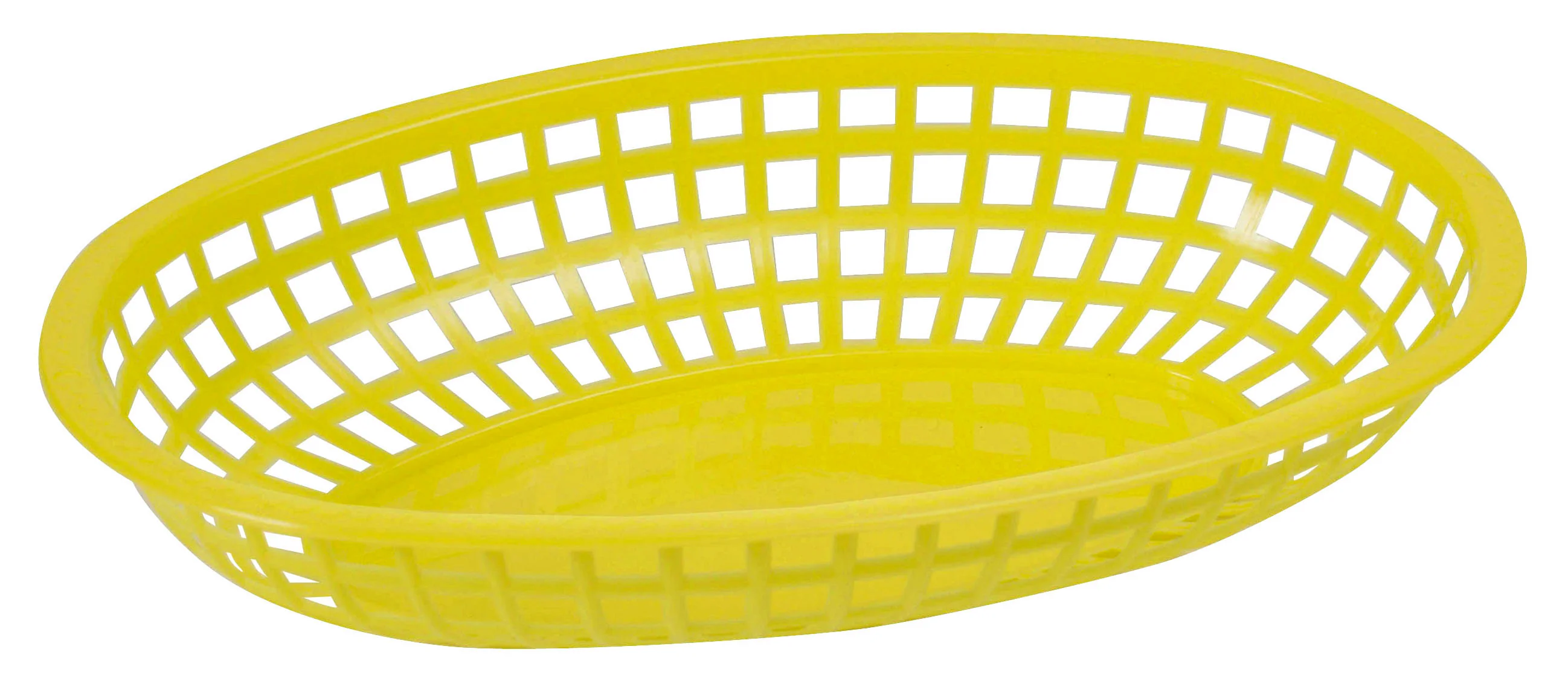 Winco POB-Y 10 Inch Oval Basket BPA Free Heavy Duty Plastic Yellow - Image 2
