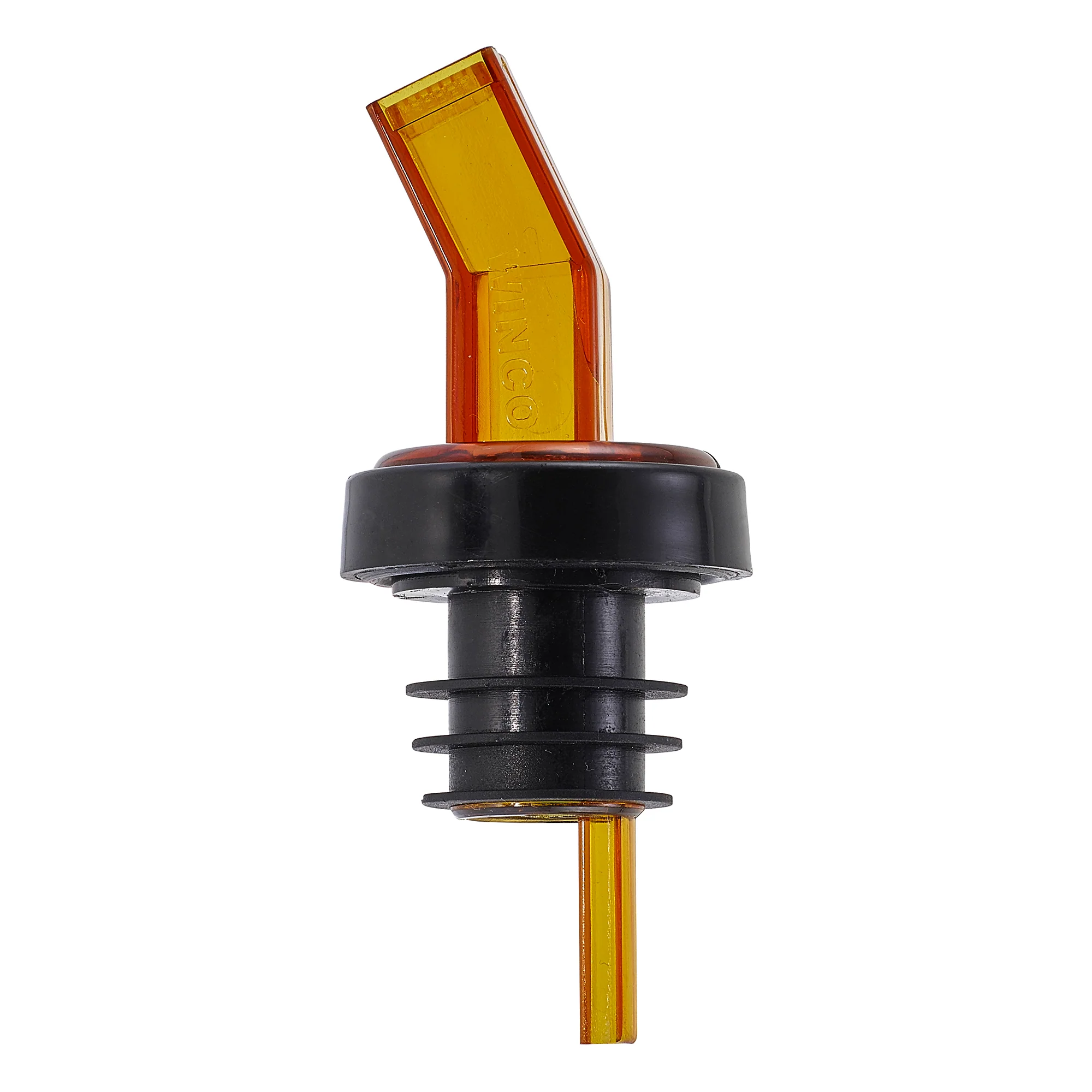 Winco PP-SAM Liquor Pourer Amber Plastic Bent Spout with Screen - Image 2