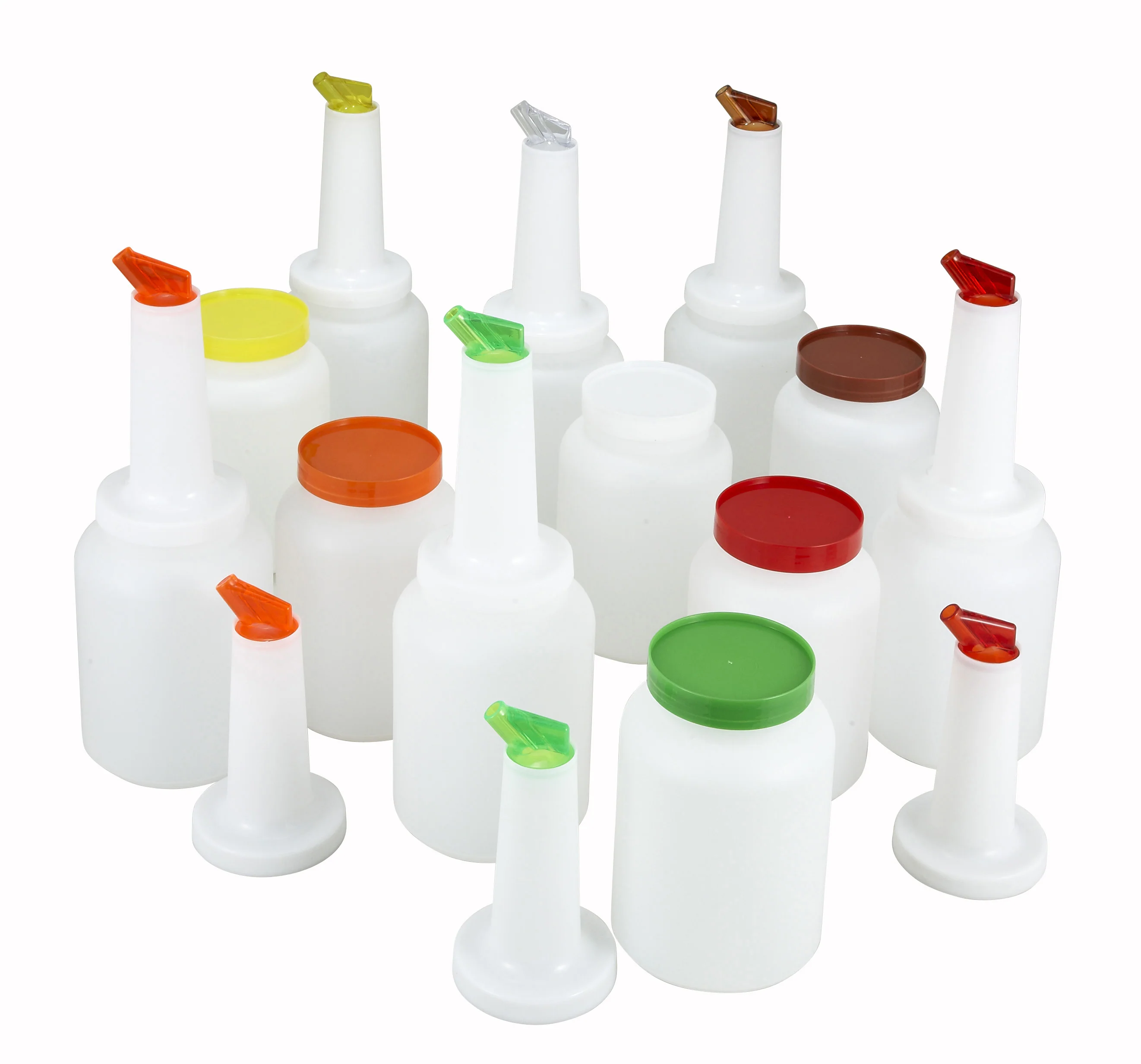 Winco PPB-1MX 1 Quart Liquor and Juice Multi Pour Set NSF Assorted Spouts