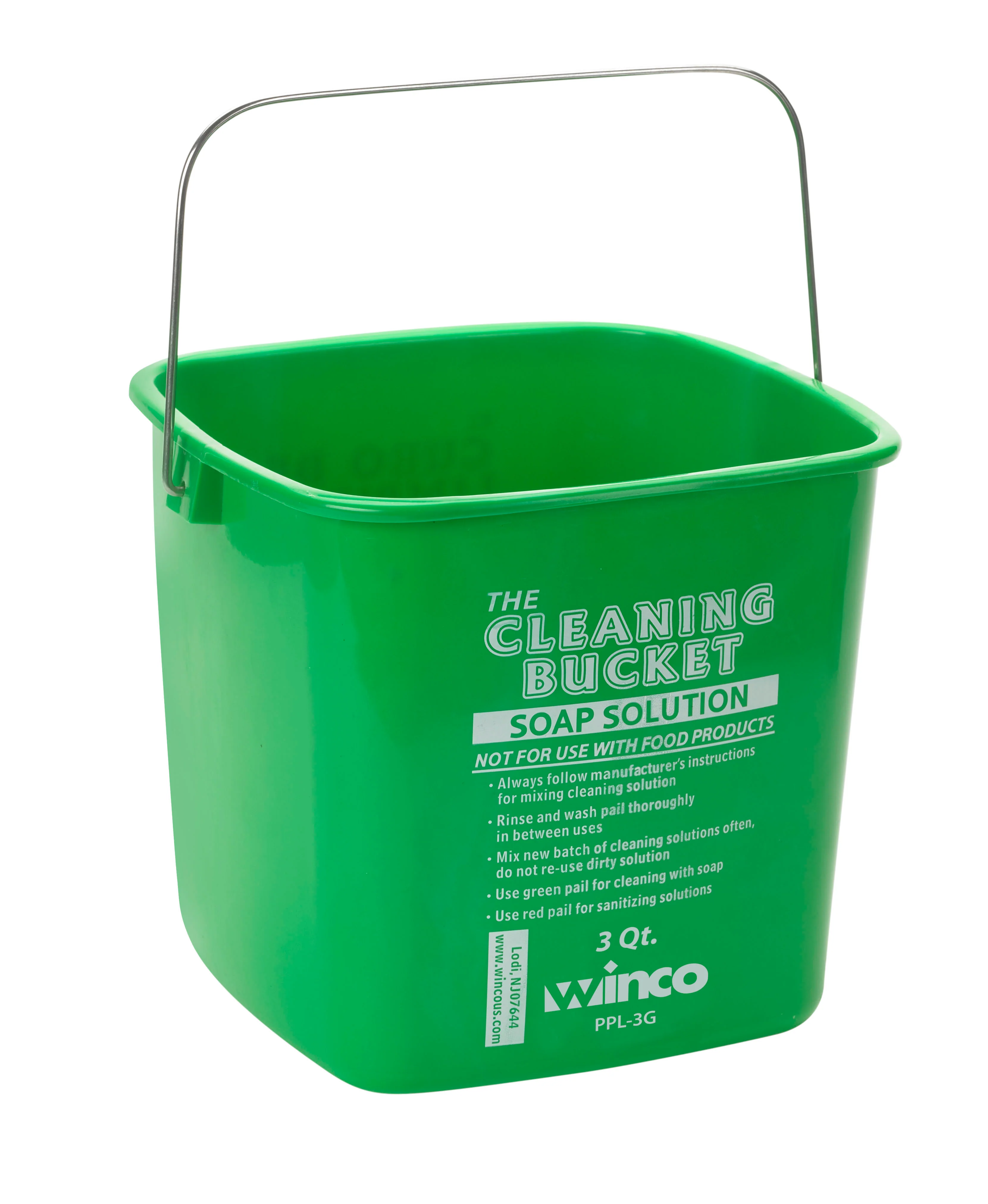 Winco PPL-3G 3 Quarts Green Cleaning Bucket Polypropylene for Soap Solution - Image 3