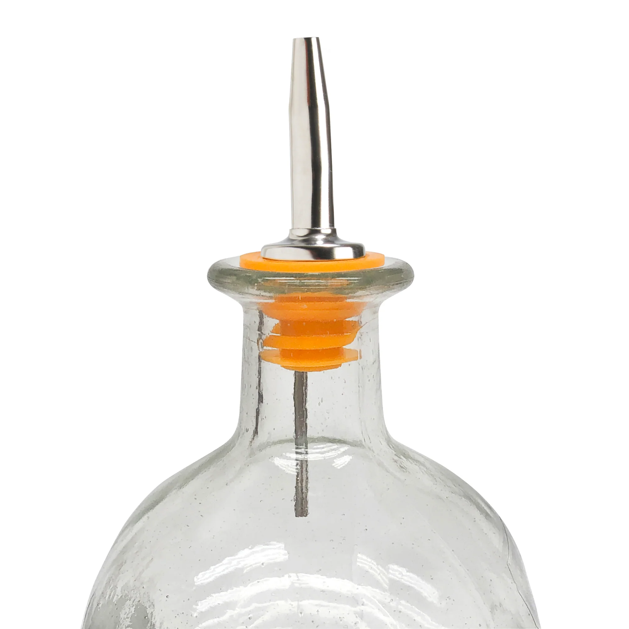 Winco PPM-6 Liquor Pourer Medium Flow Chrome Yellow Plastic Stopper - Image 2