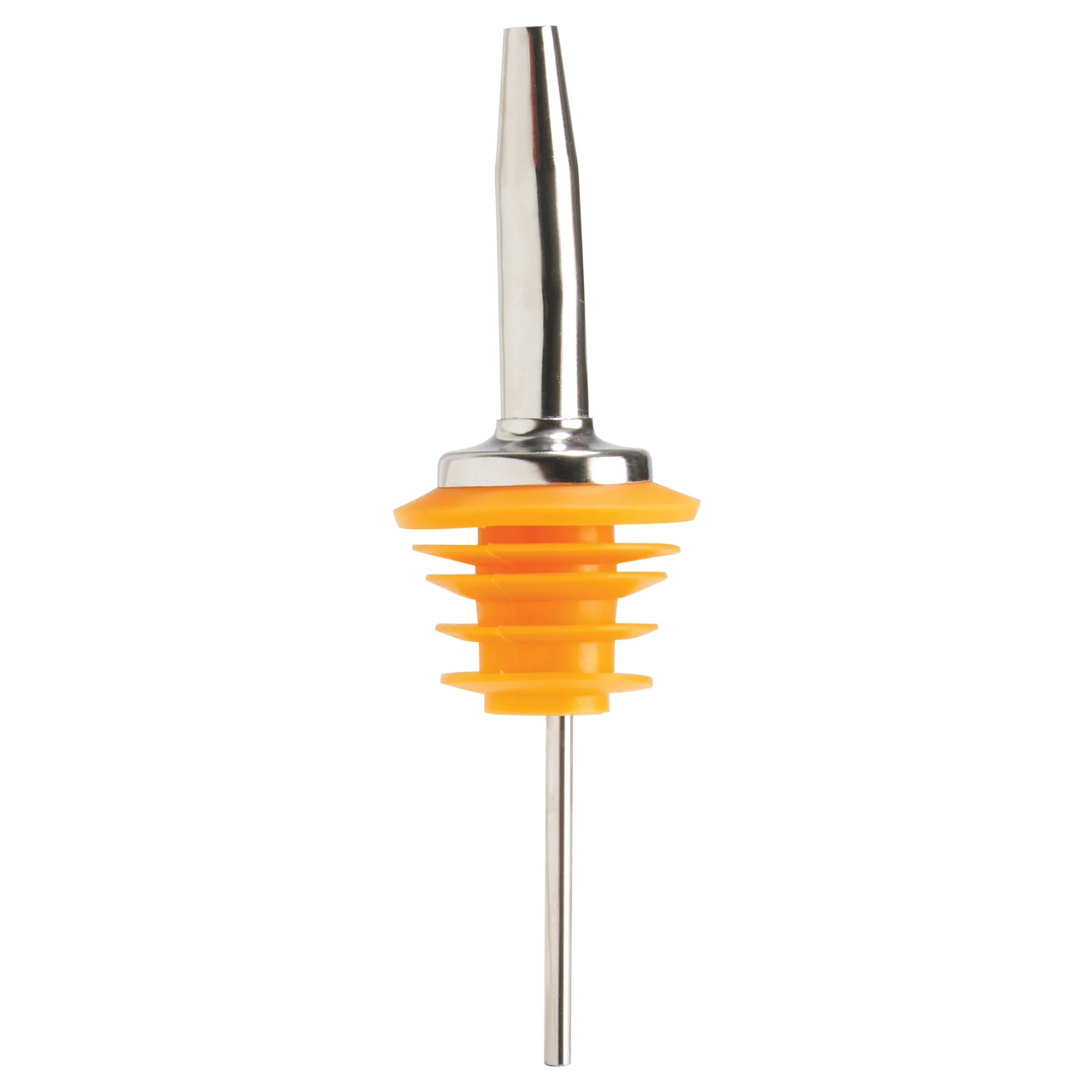 Winco PPM-6 Liquor Pourer Medium Flow Chrome Yellow Plastic Stopper - Image 3