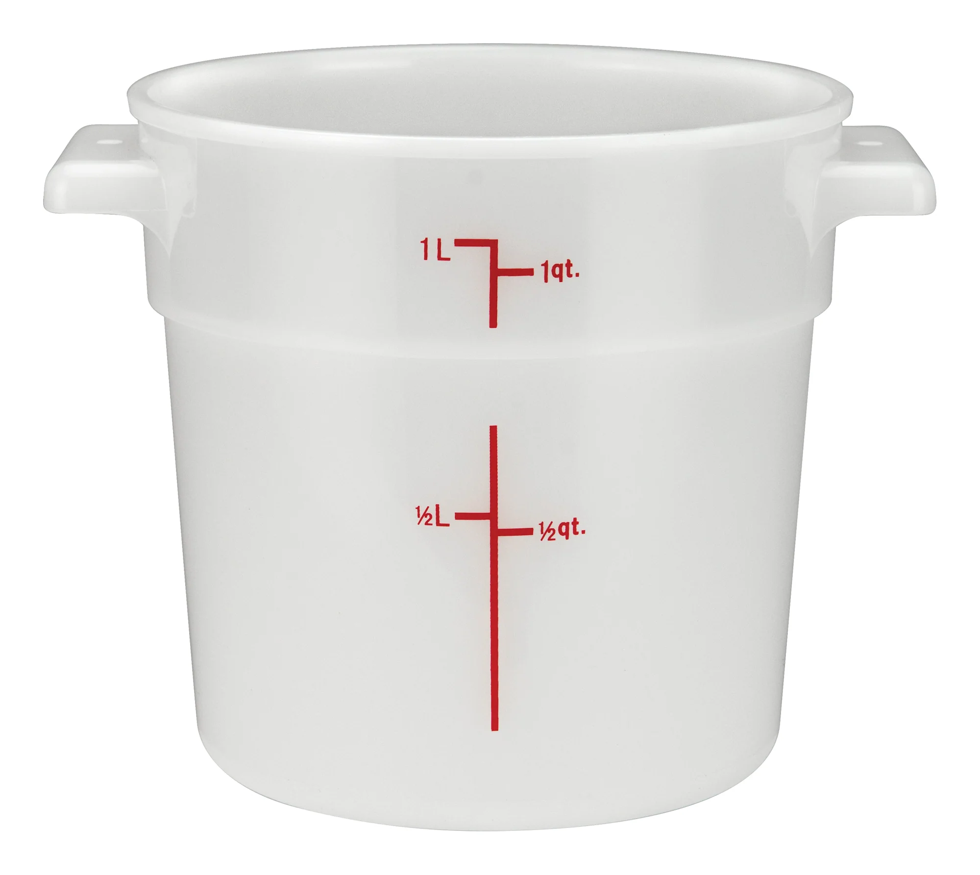 Winco PPRC-1W 1 Quart Round Storage Container with Built-in Handles Polypropylene White