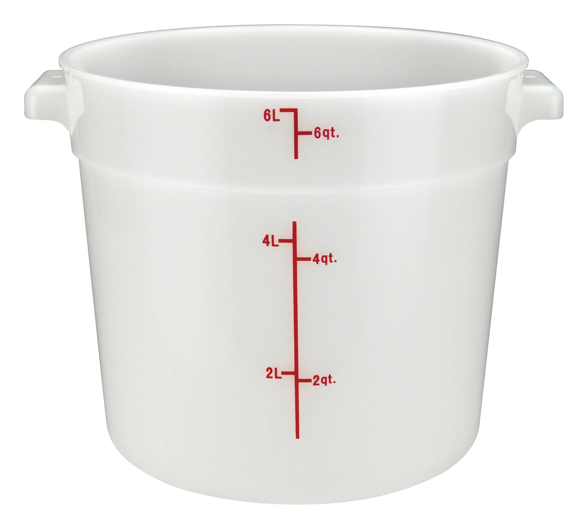 Winco PPRC-6W 6 Quart Food Storage Container Round with Built-in Handles Polypropylene White - Image 3