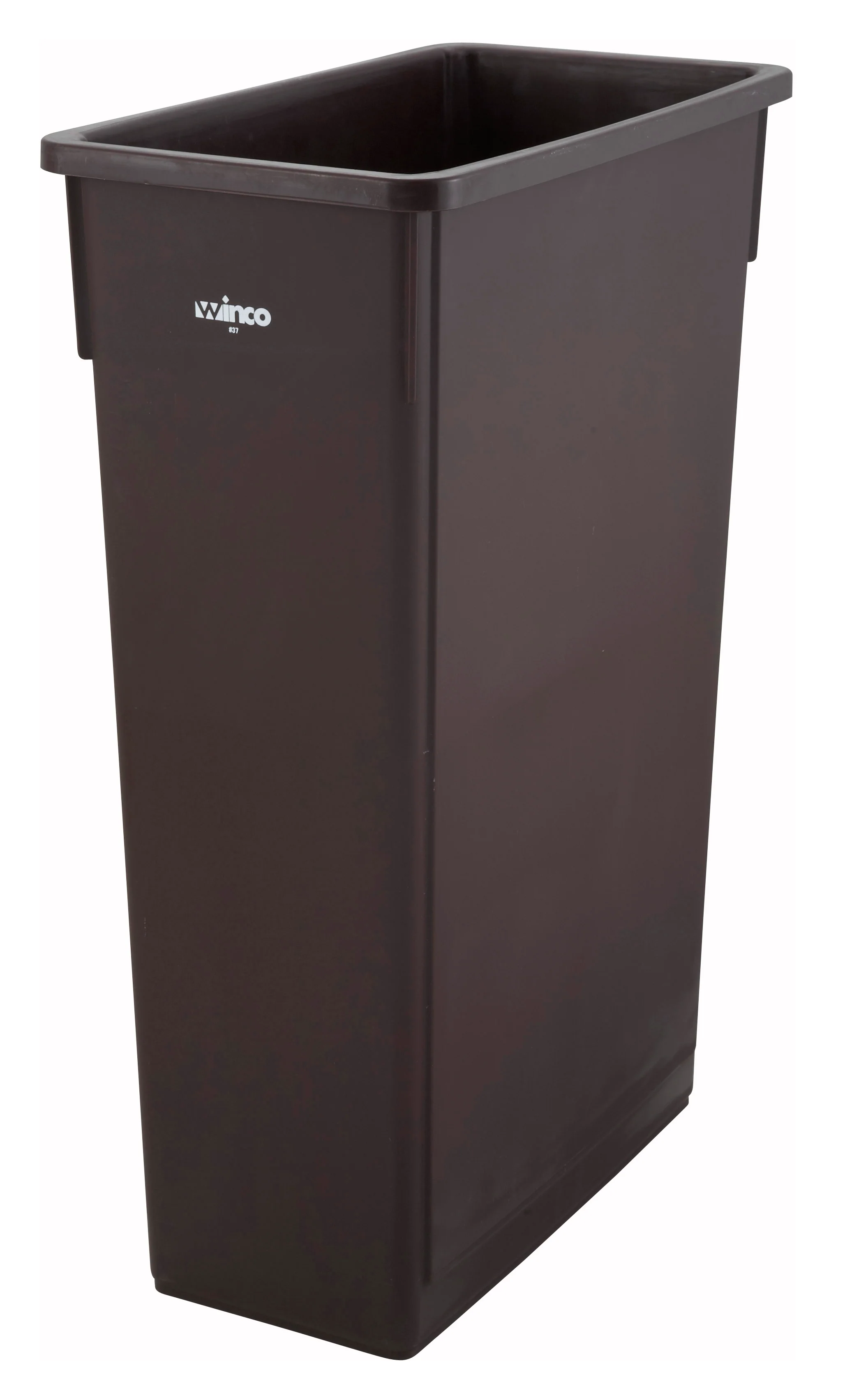 Winco PTC-23B 23 Gallon Trash Can Brown HDPE Rectangular Waste Receptacle