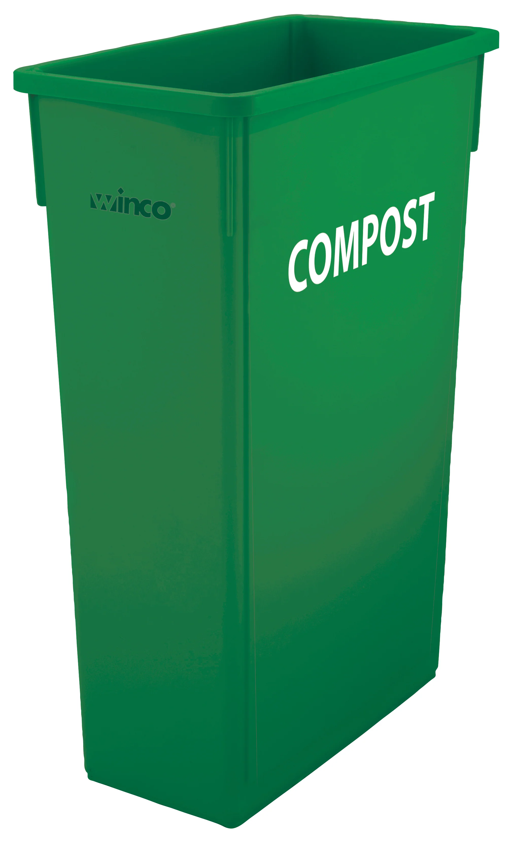 Winco PTC-23GRC 23 Gallon Slender Trash Can Green with Compost Sign HDPE - Image 3