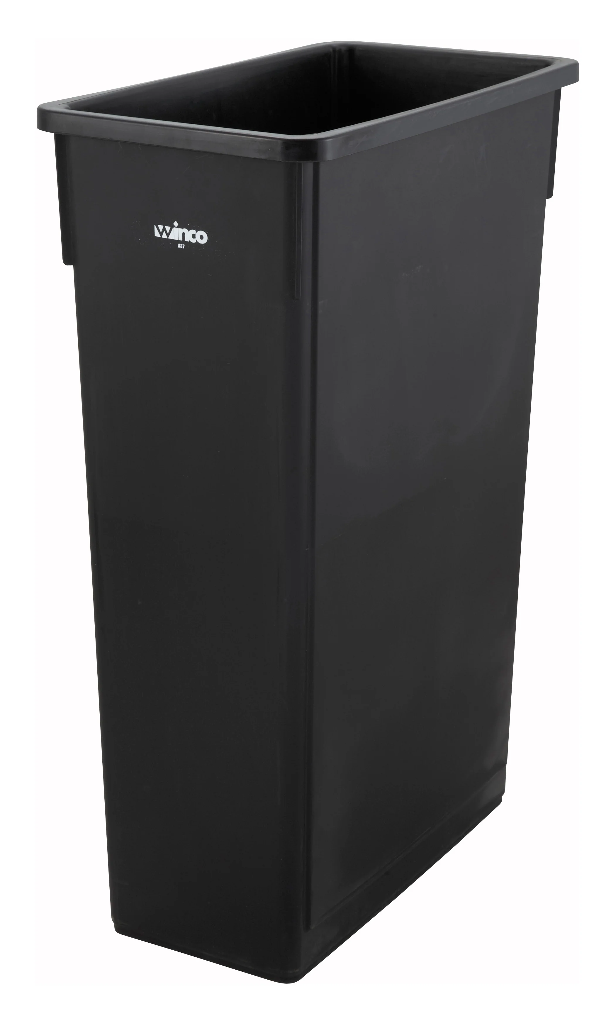 Winco PTC-23K 20 Inch Slender Trash Can 23 Gallon HDPE Black