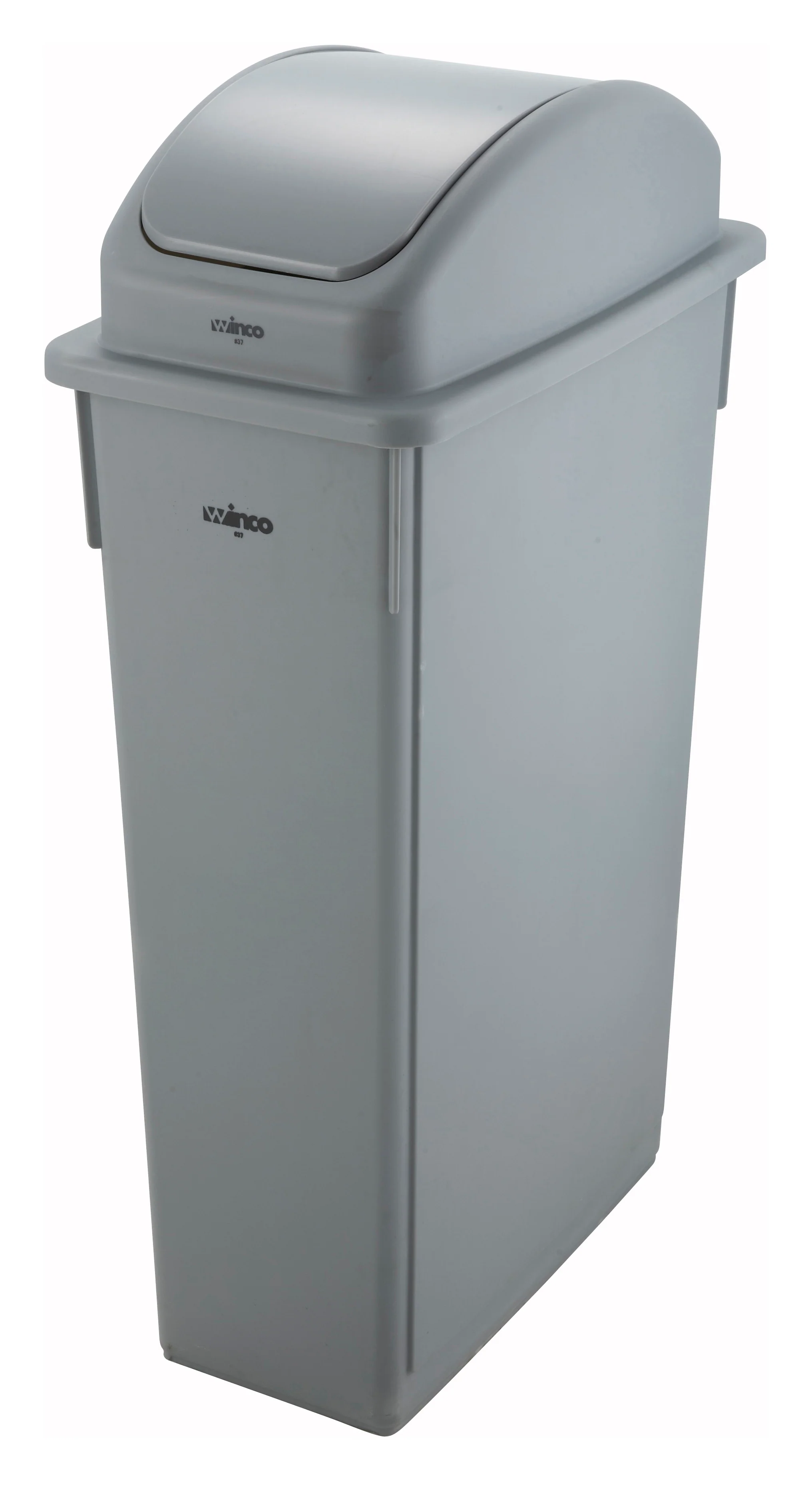 Winco PTC-23SG 20 Inch Slender Trash Can 23 Gallon Gray Plastic - Image 2