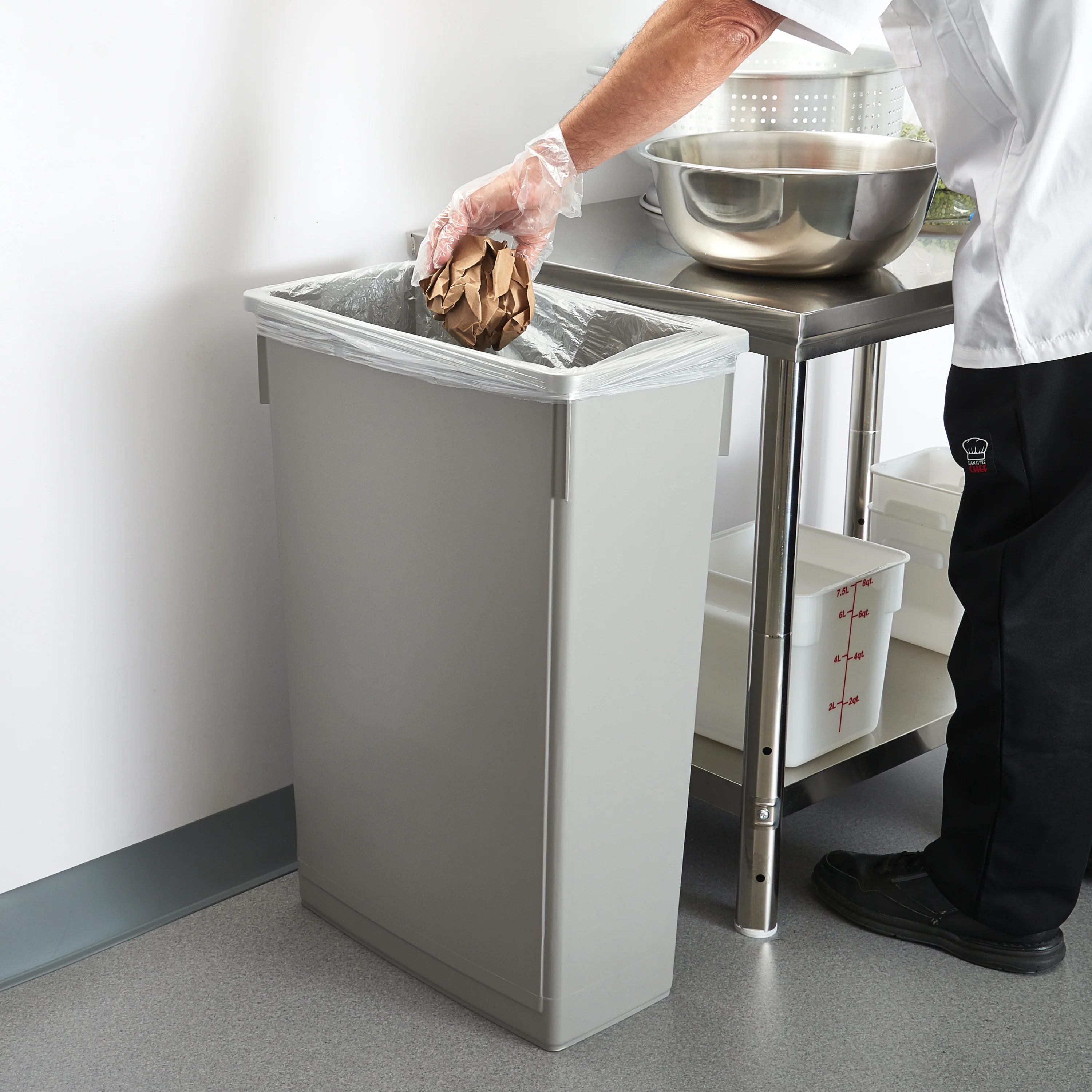 Winco PTC-23SG 20 Inch Slender Trash Can 23 Gallon Gray Plastic - Image 3