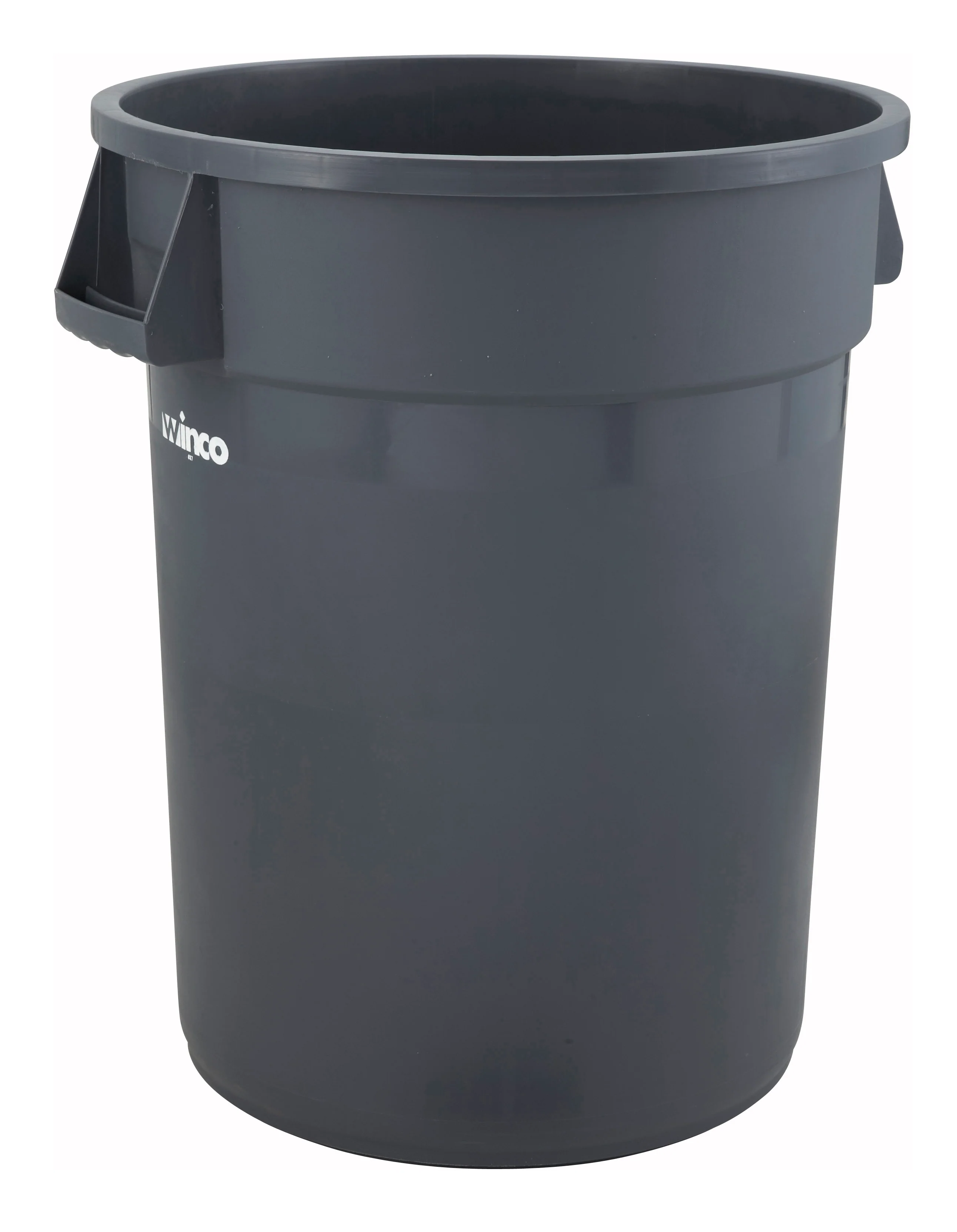 Winco PTC-44G 44 Gallon Heavy Duty Trash Can Round HDPE Gray with Large Design