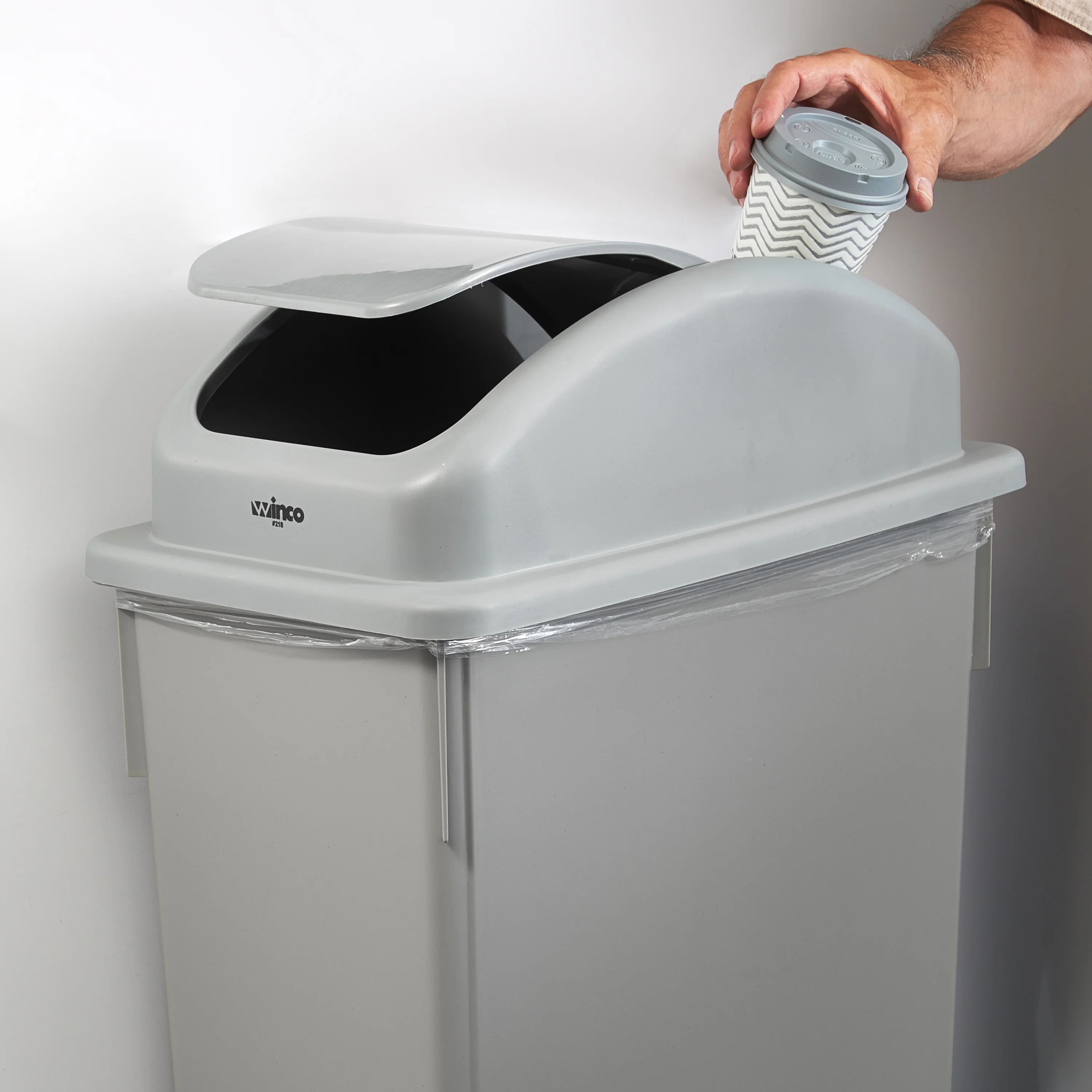 Winco PTCL-23 Cover Gray Polypropylene for PTC-23SG Trash Receptacle Lid - Image 2