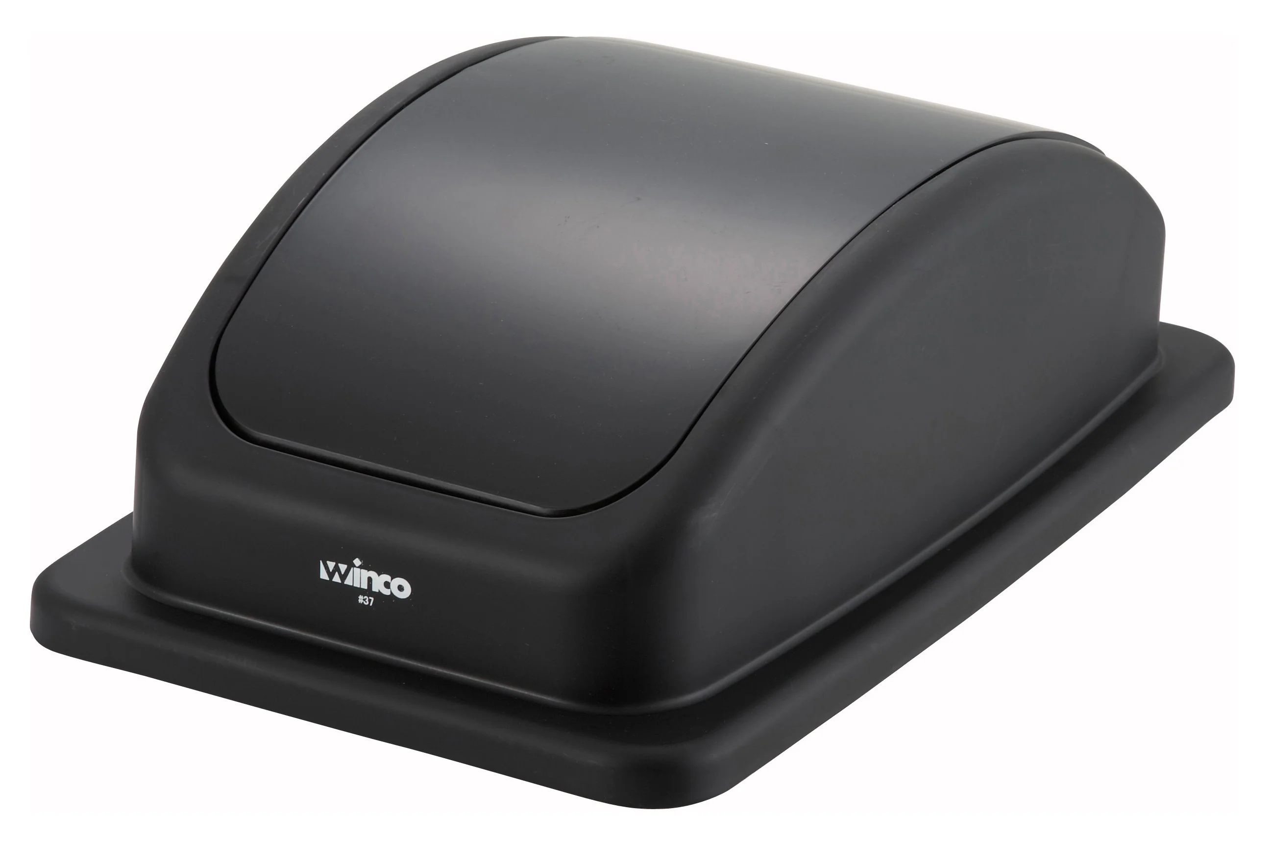 Winco PTCL-23K Cover Black Polypropylene Swing Lid for PTC-23K Trash Receptacles - Image 2