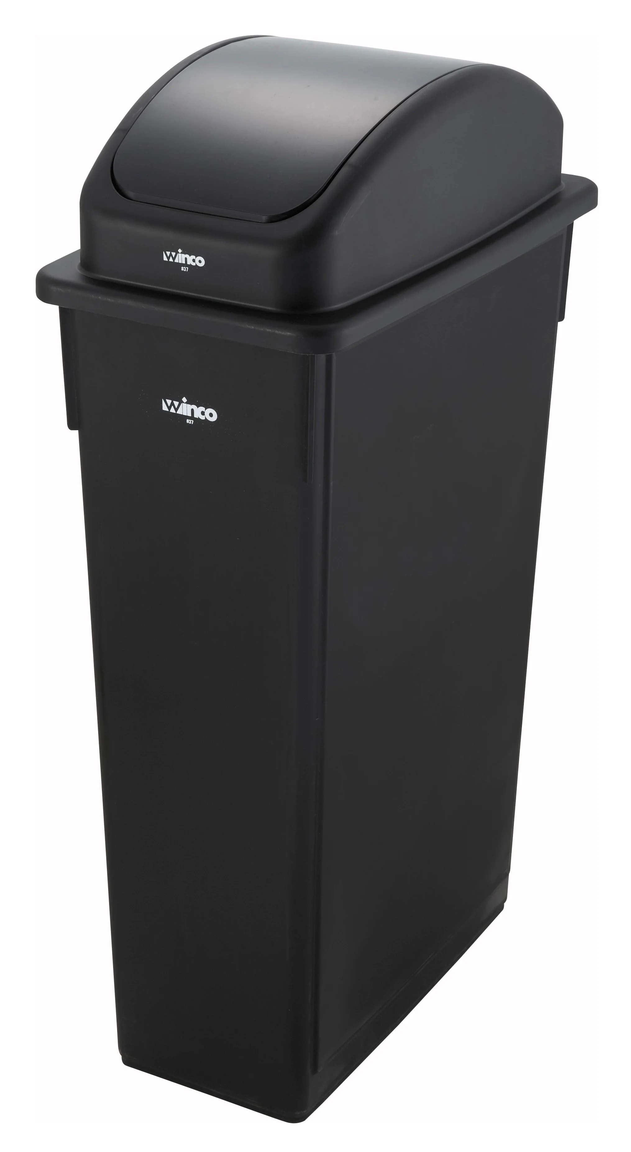 Winco PTCL-23K Cover Black Polypropylene Swing Lid for PTC-23K Trash Receptacles - Image 4