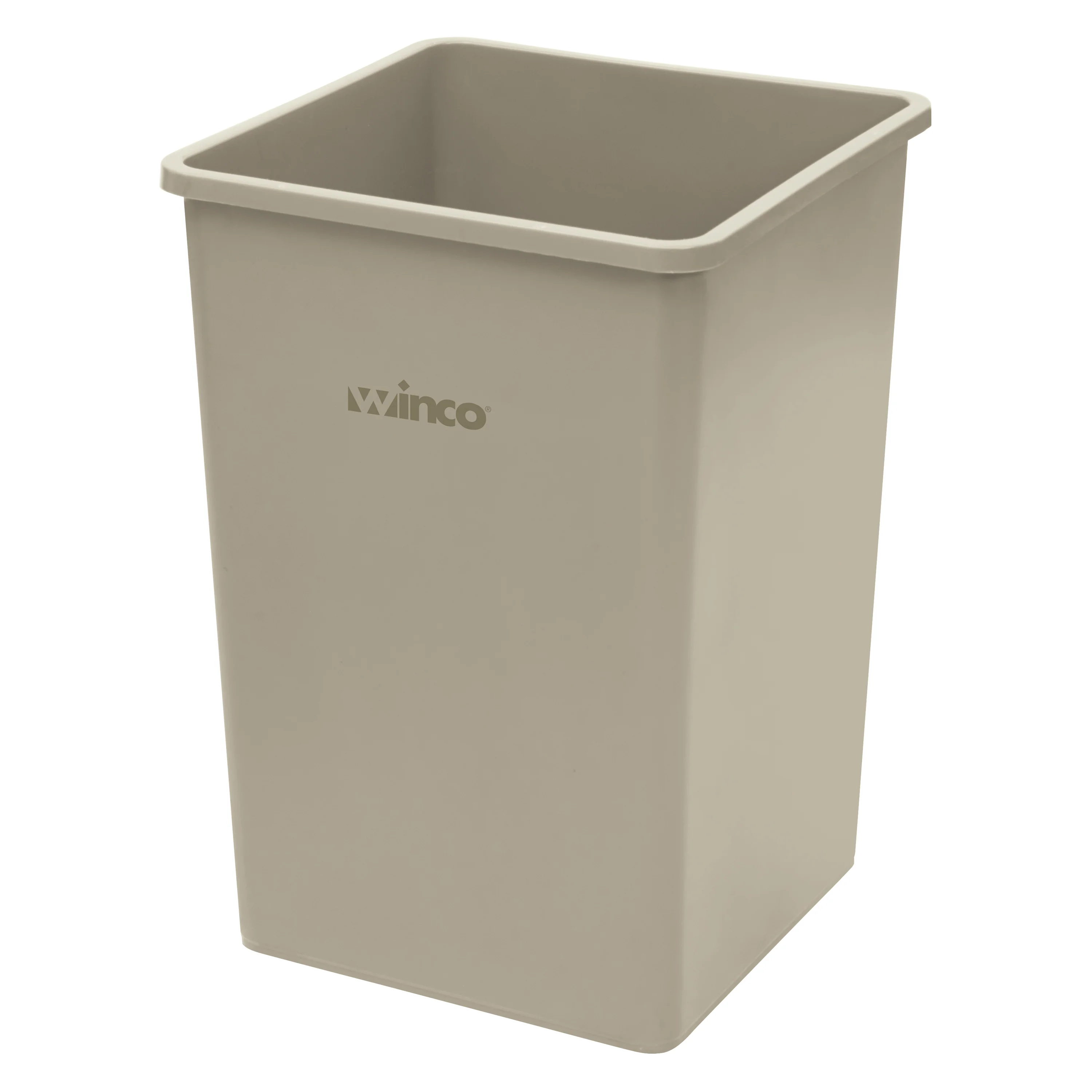 Winco 35 Gallon Square Trash Can - Beige Heavy-Duty LDPE