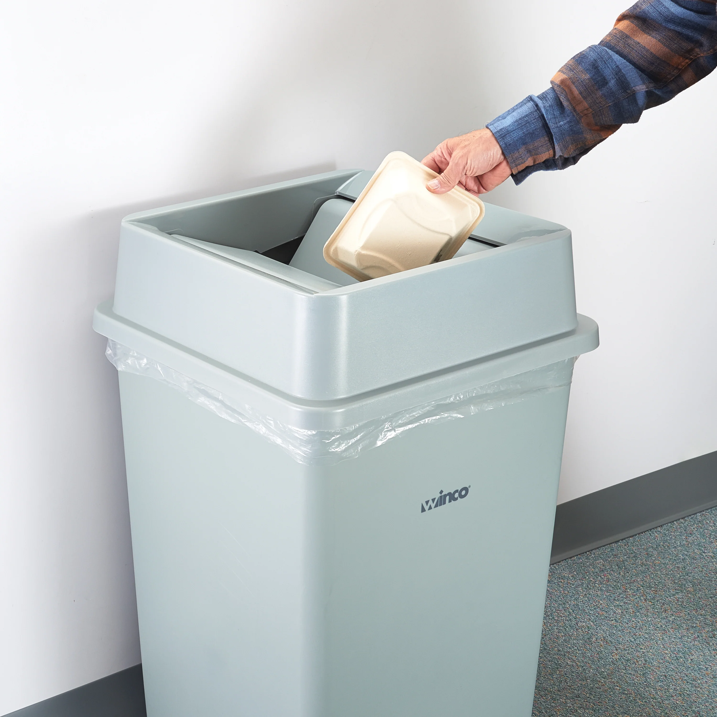 Winco PTCSL-35G Lid Swing Polystyrene Gray for PTCS-35G Trash Receptacle - Image 3