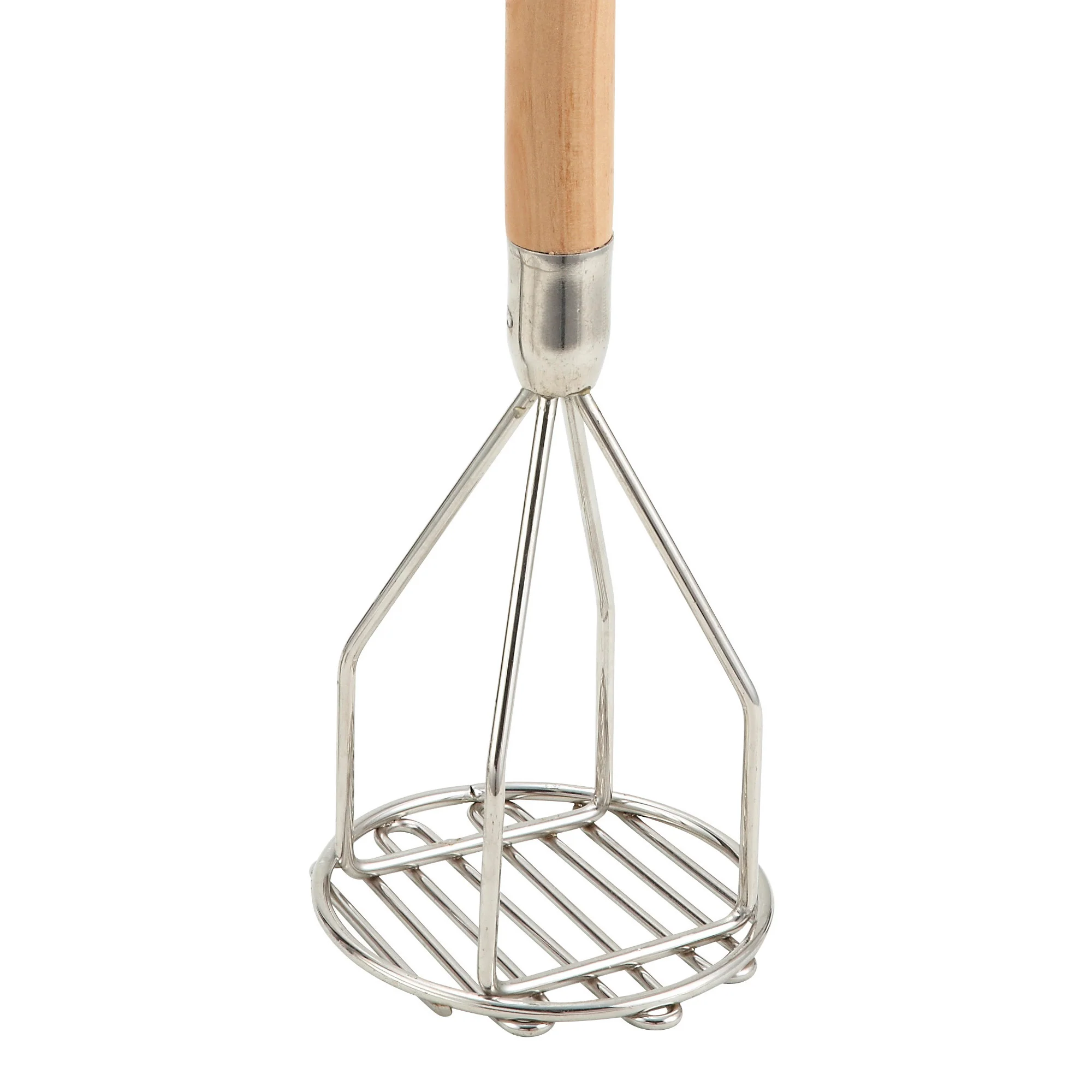 Winco PTM-18R 4 Inch Diameter Potato Masher Nickel Plated Wooden Handle - Image 2