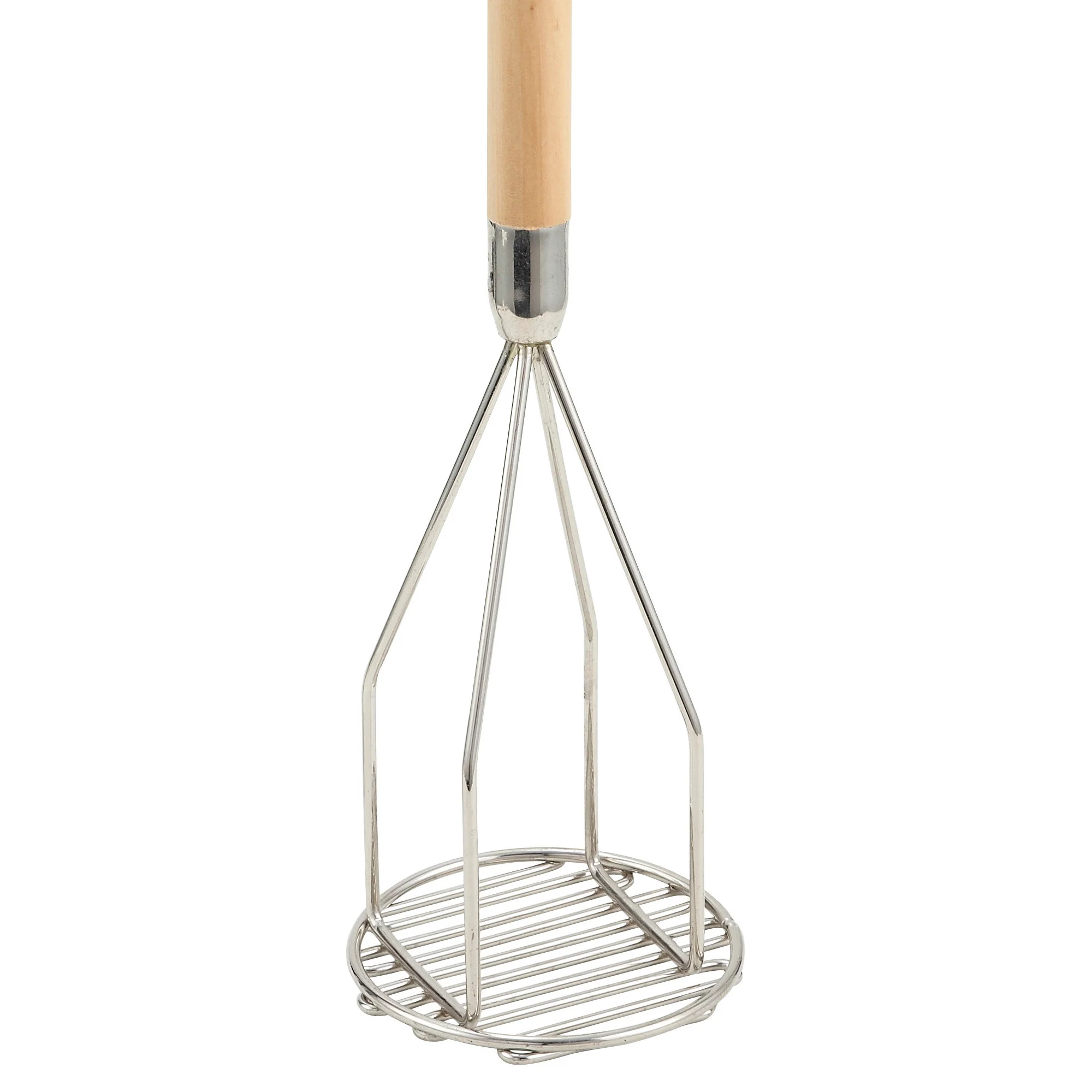 Winco PTM-24R 5 Inch Diameter Potato Masher Nickel Plated Wood Handle - Image 3
