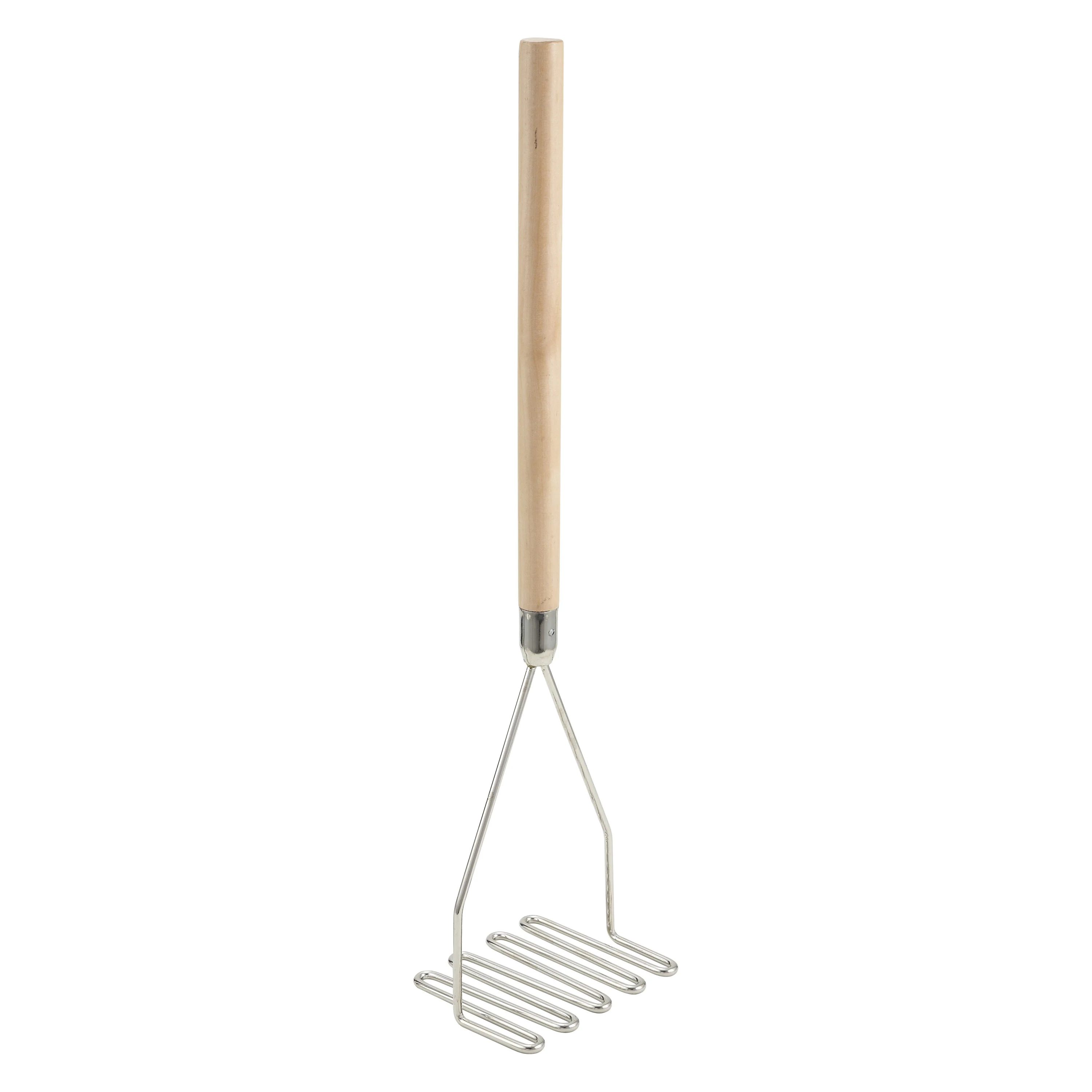 Winco 24" Square Manual Potato Masher - Nickel Plated with Wood Handle