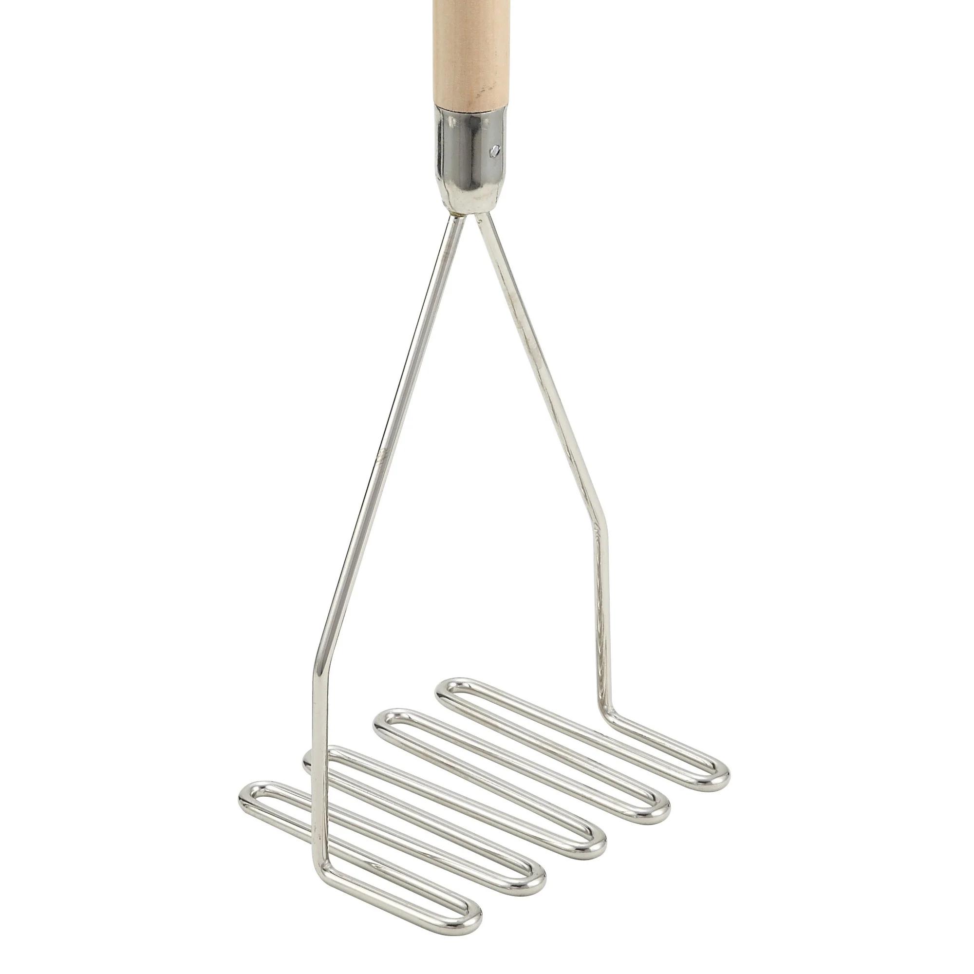 Winco 24" Square Manual Potato Masher - Nickel Plated with Wood Handle - Image 3