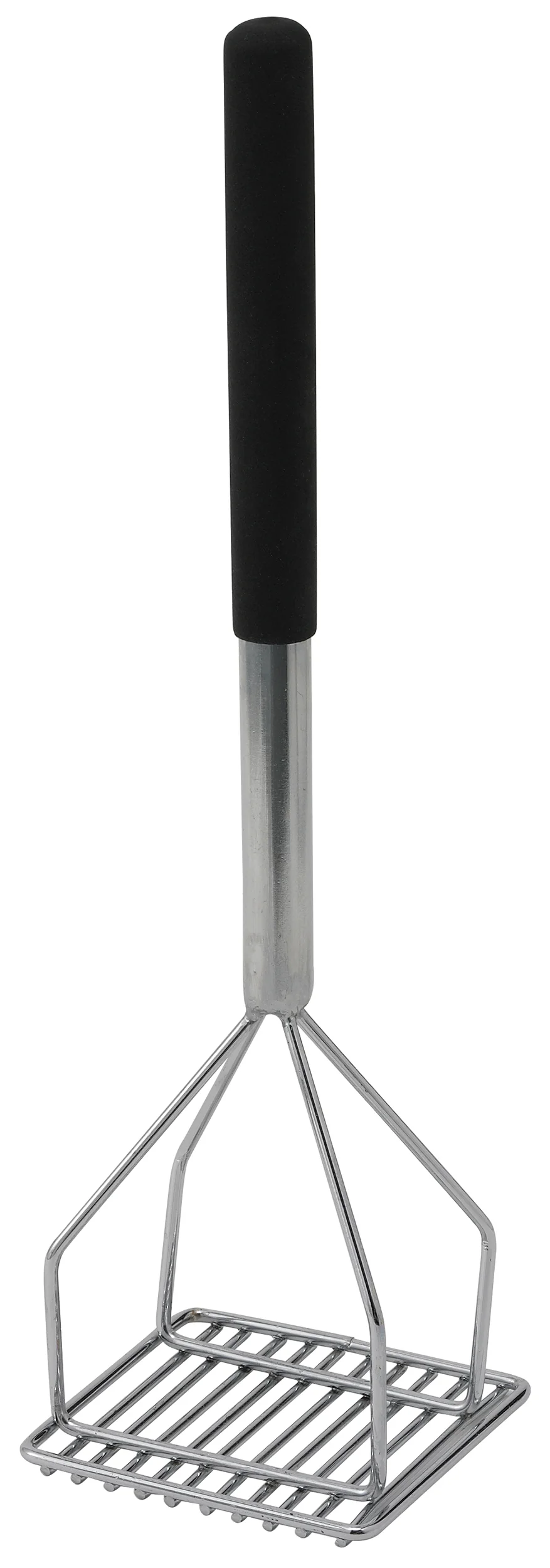 Winco PTMP-18S 4-1/2 Inch Nickel Plated Square Potato Masher with Chrome Handle