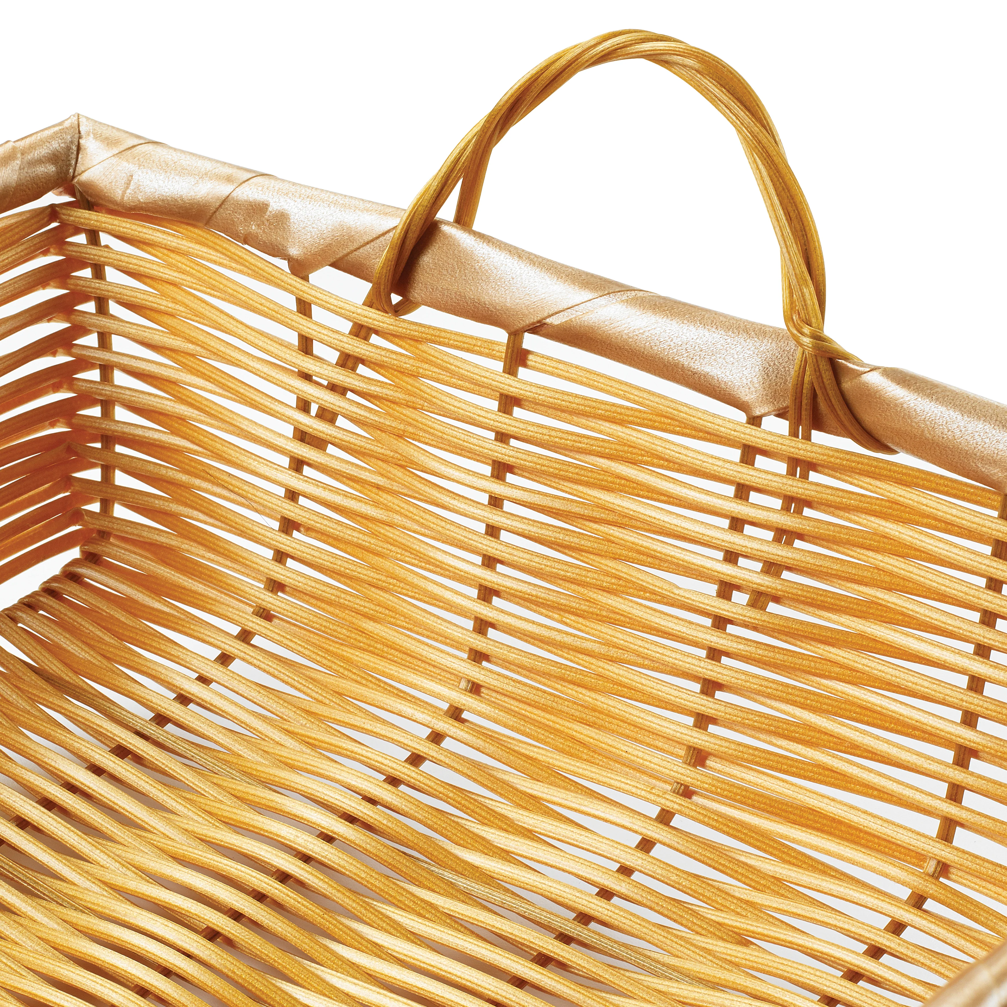 Winco PWBN-16B 16 Inch Woven Basket Rectangular with Handles Polypropylene Natural - Image 3
