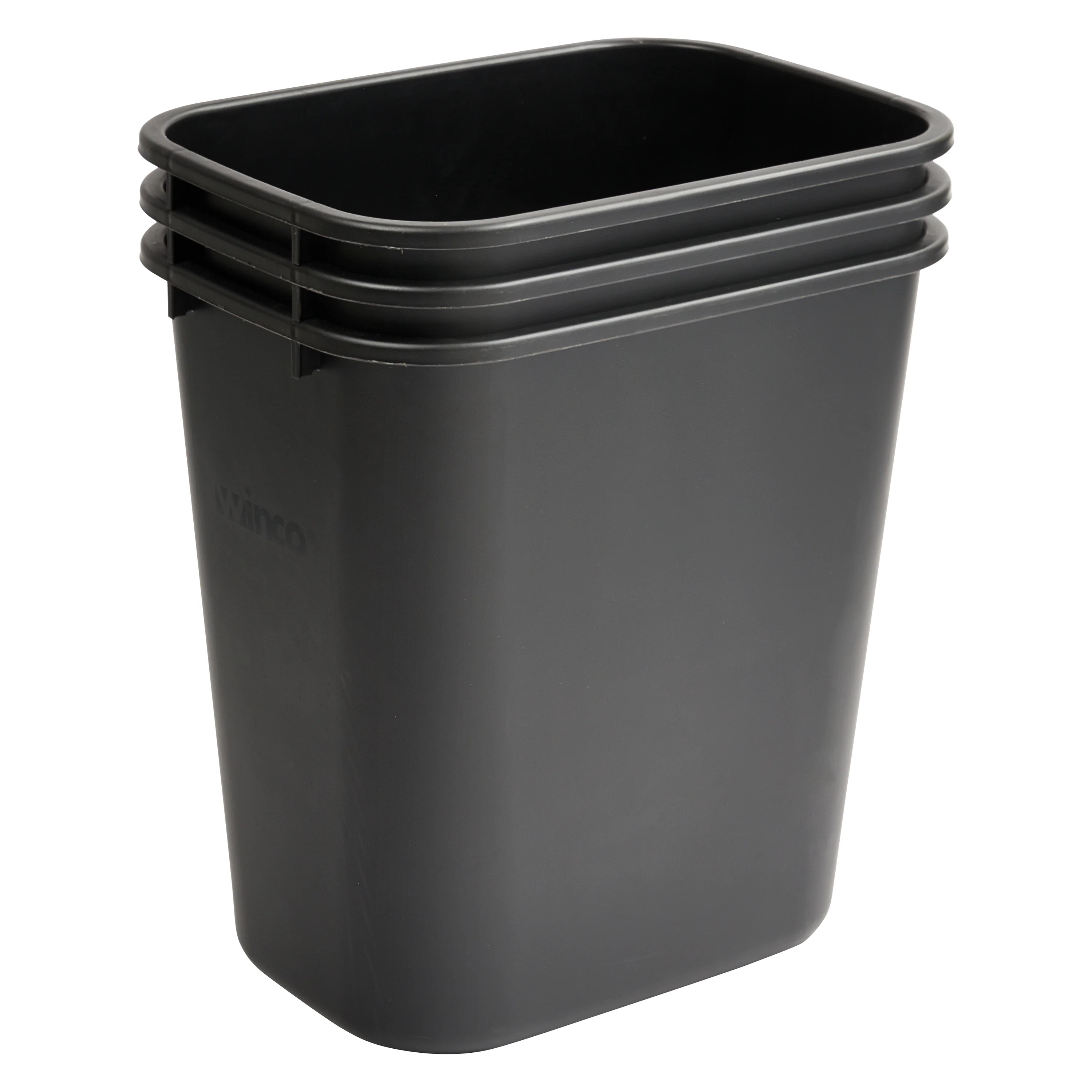 Waste Basket 28 Quart Black - Winco PWR-28K Rectangular LDPE for Commercial Use - Image 2