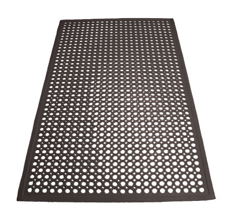Winco RBM-35K 3' Rubber Anti-slip Floor Mat Black Beveled Edges - Image 2