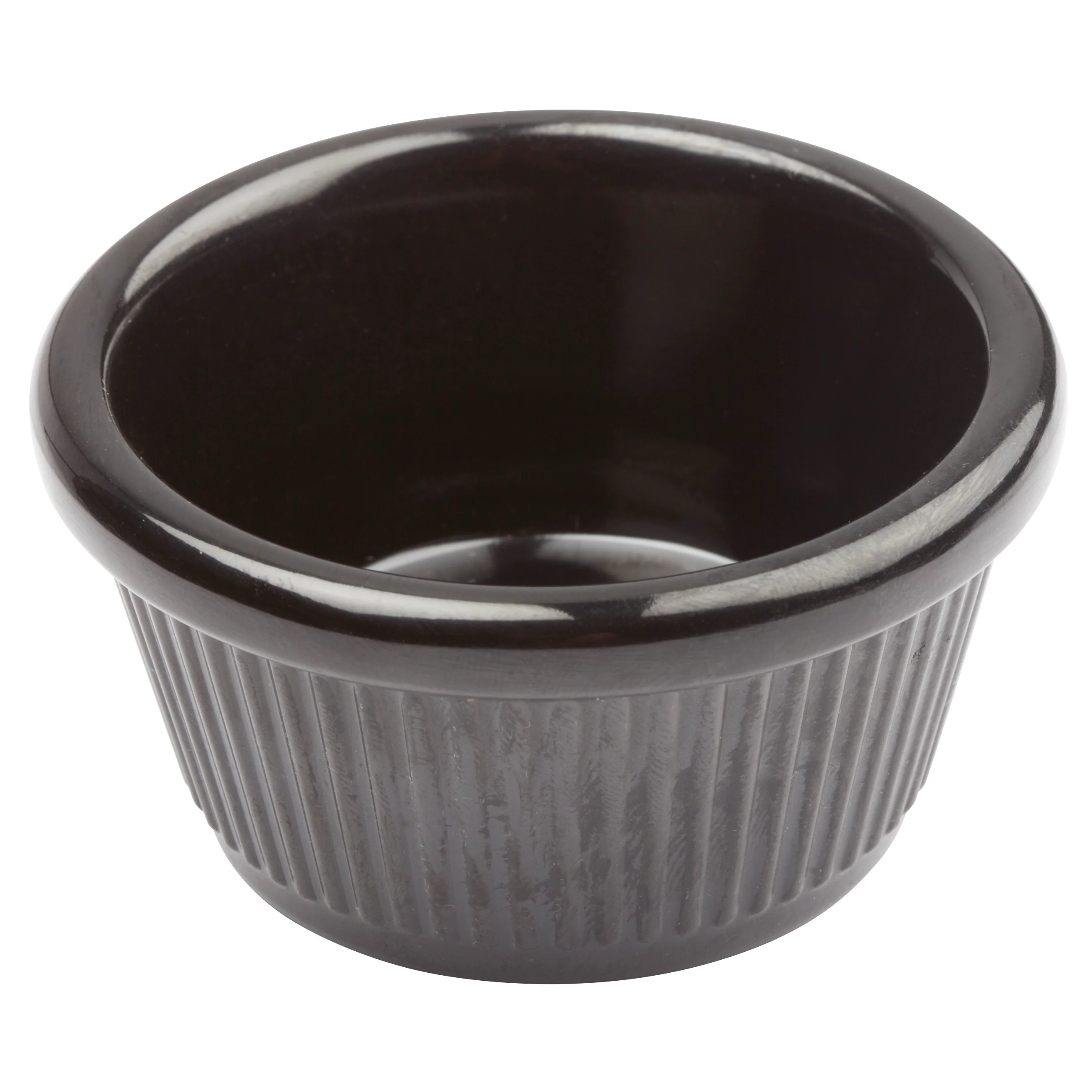 Winco RFM-4K 4 Oz Fluted Ramekin Melamine Black Heat Resistant Dishwasher Safe - Image 2