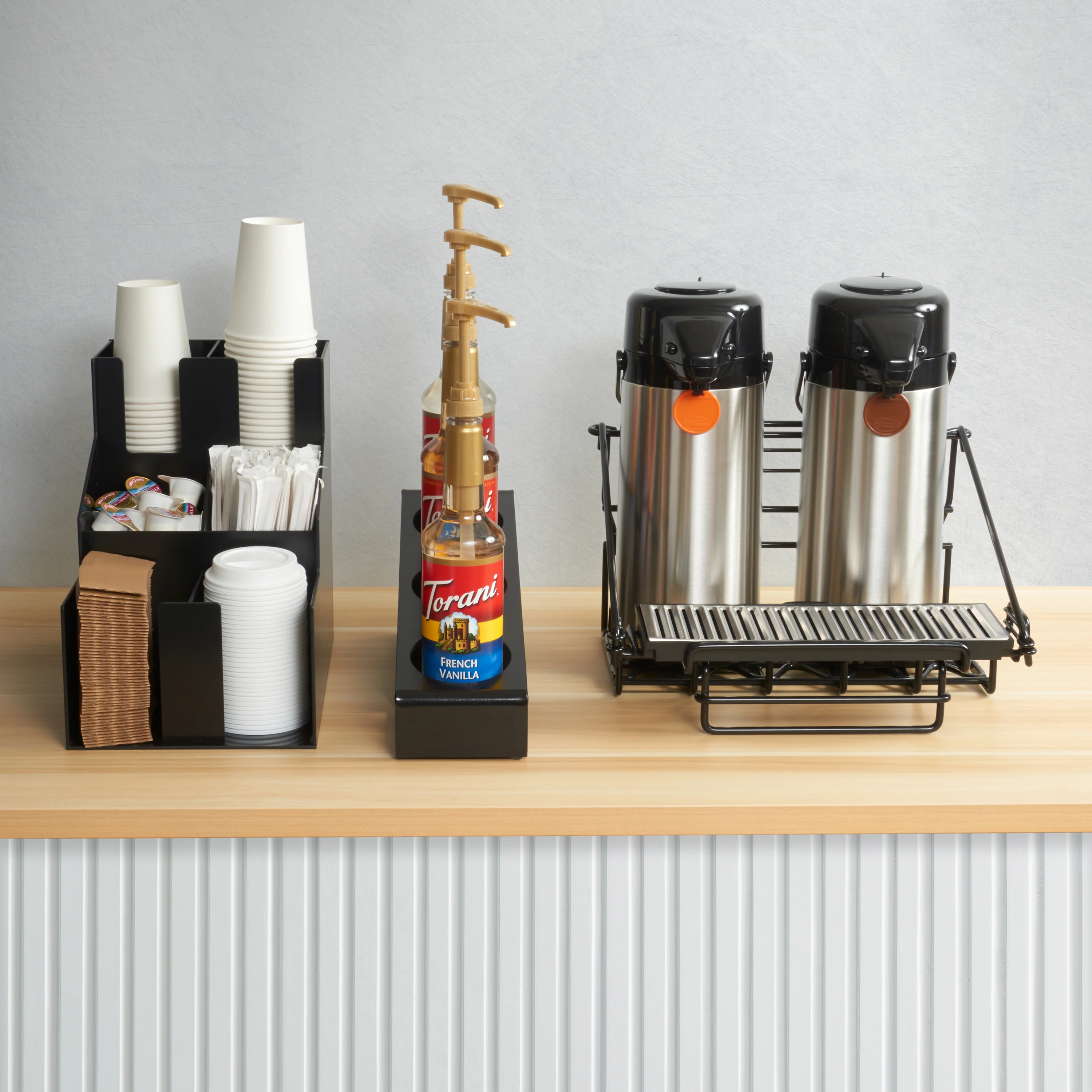 Winco SBO-3C Syrup/Condiment Bottle Organizer, 3-Compartments, 3.5"Dia, Plastic, Black - Image 2