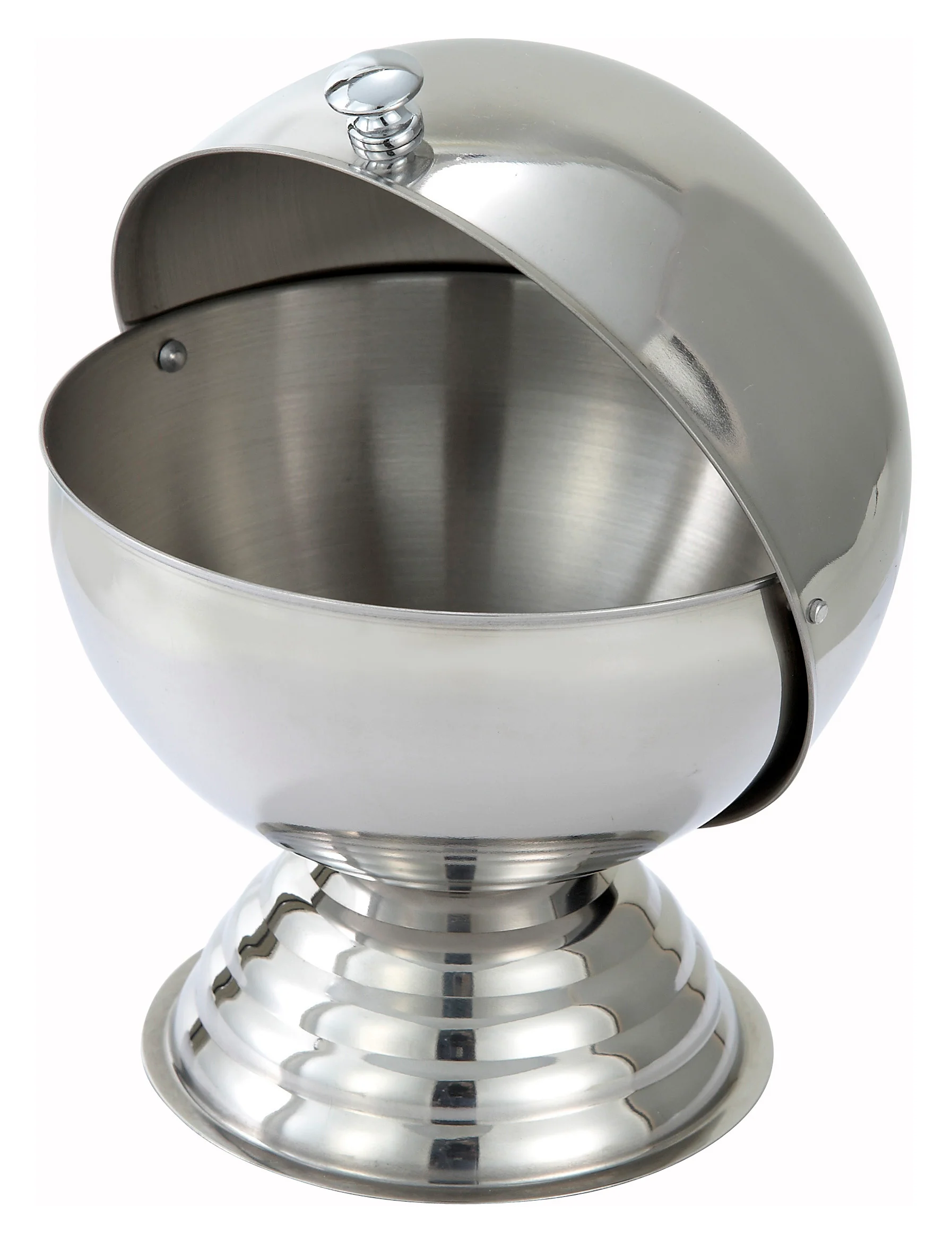 Winco SBR-30 20 Oz Round Stainless Steel Sugar Bowl with Roll Top Lid - Image 2