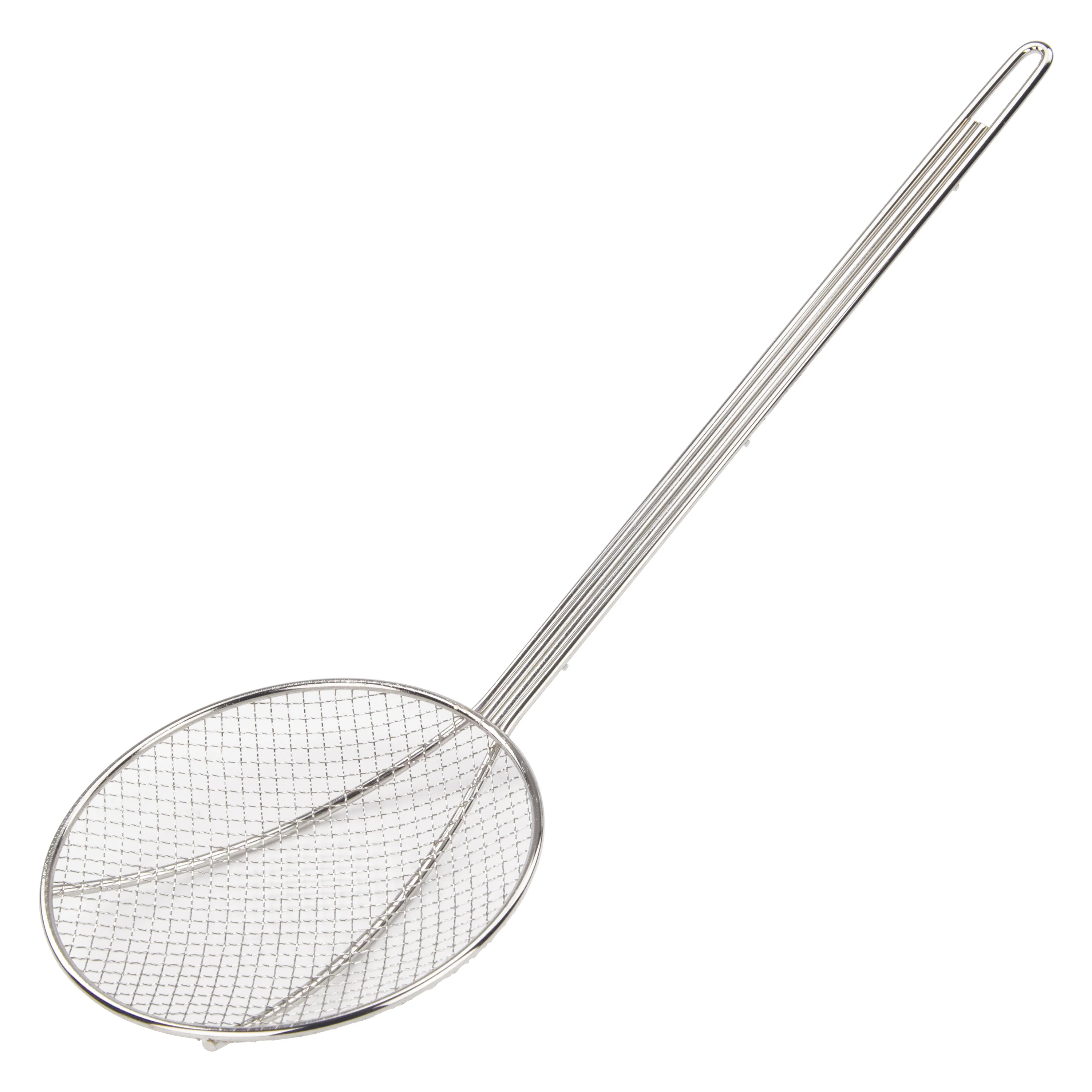 Winco SC-7R 7 Inch Round Skimmer Nickel Plated Wire Handle for Food Service - Image 2