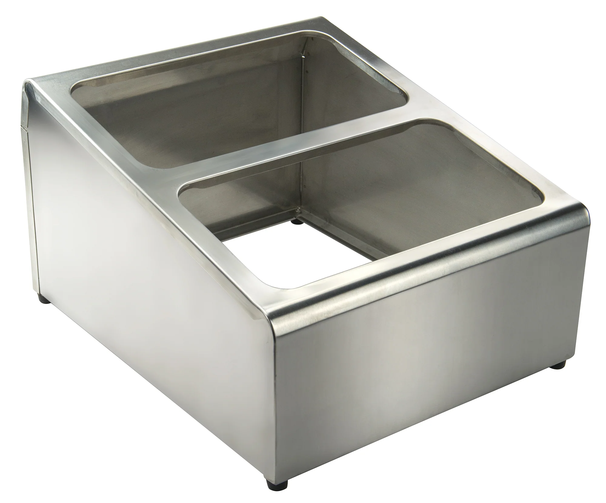 Winco SCPH-33 16 Inch Stainless Steel Condiment Organizer Bin with 2 Sections - Image 4