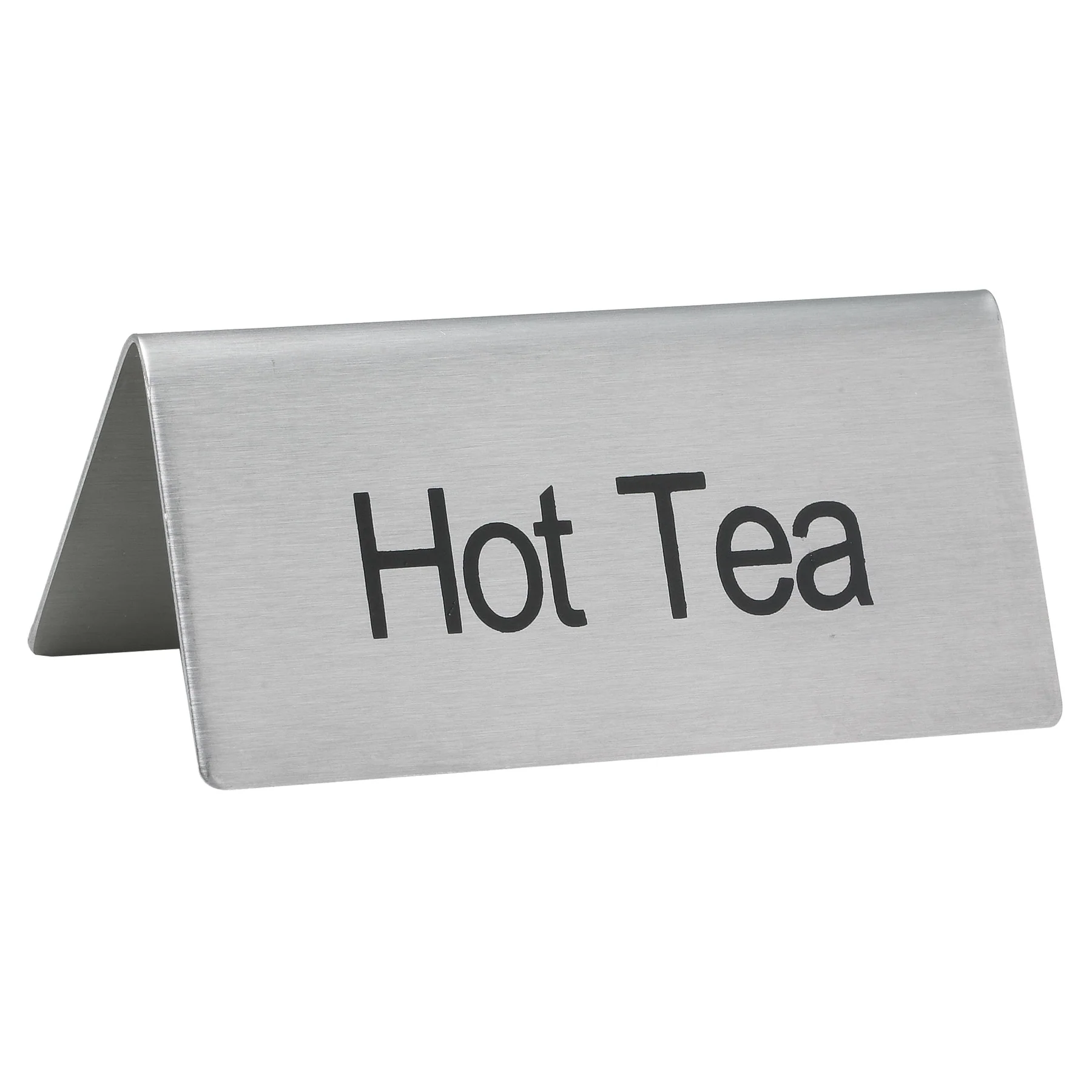 Winco SGN-101 3 Inch Width Hot Tea Beverage Tent Sign Stainless Steel with Printed Style - Image 2