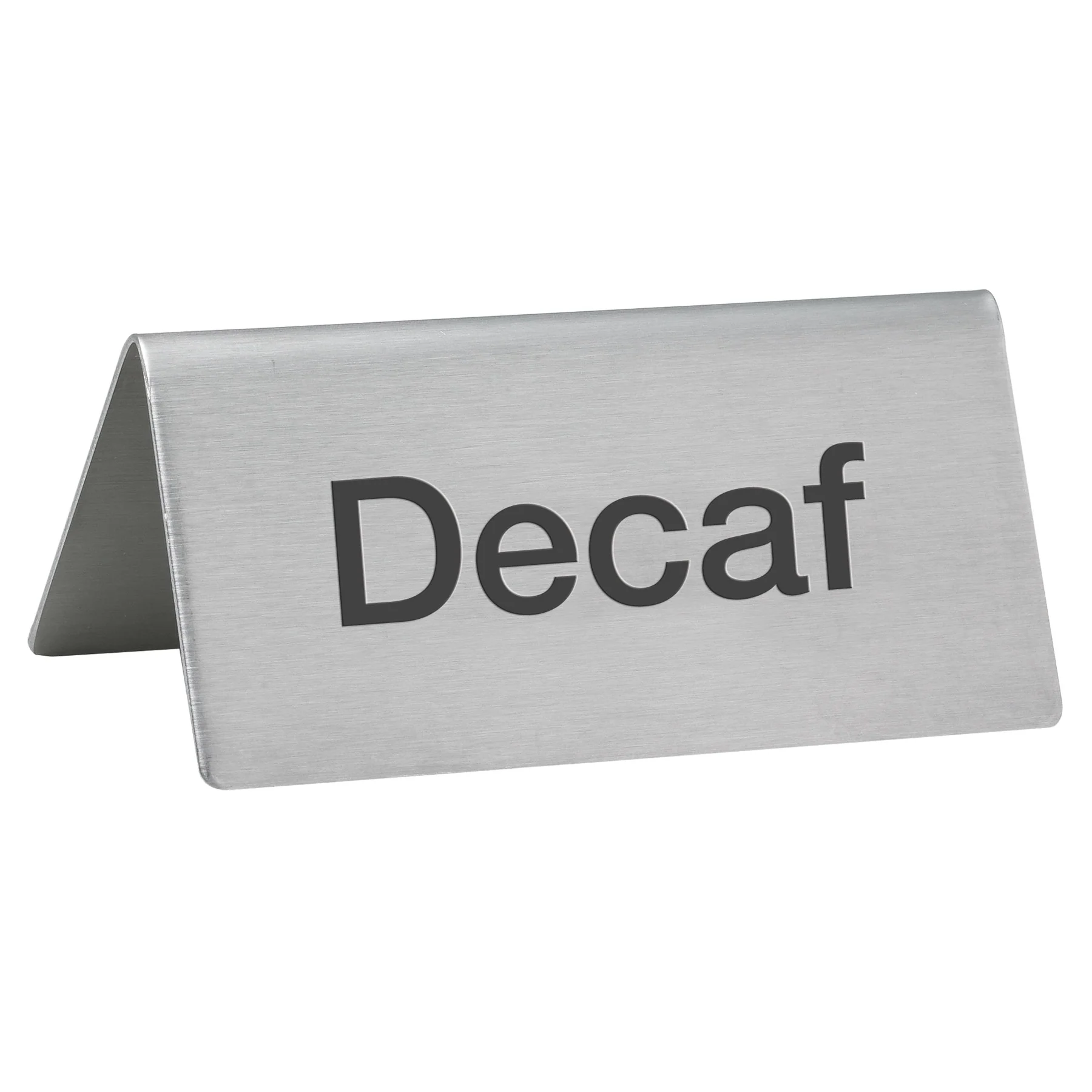 Winco SGN-102 3 Inch Beverage Tent Sign Decaf Stainless Steel - Image 2