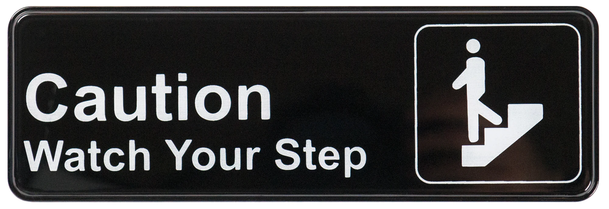 Winco SGN-326 9 Inch Caution/Watch Your Step Sign with Symbol Black and White