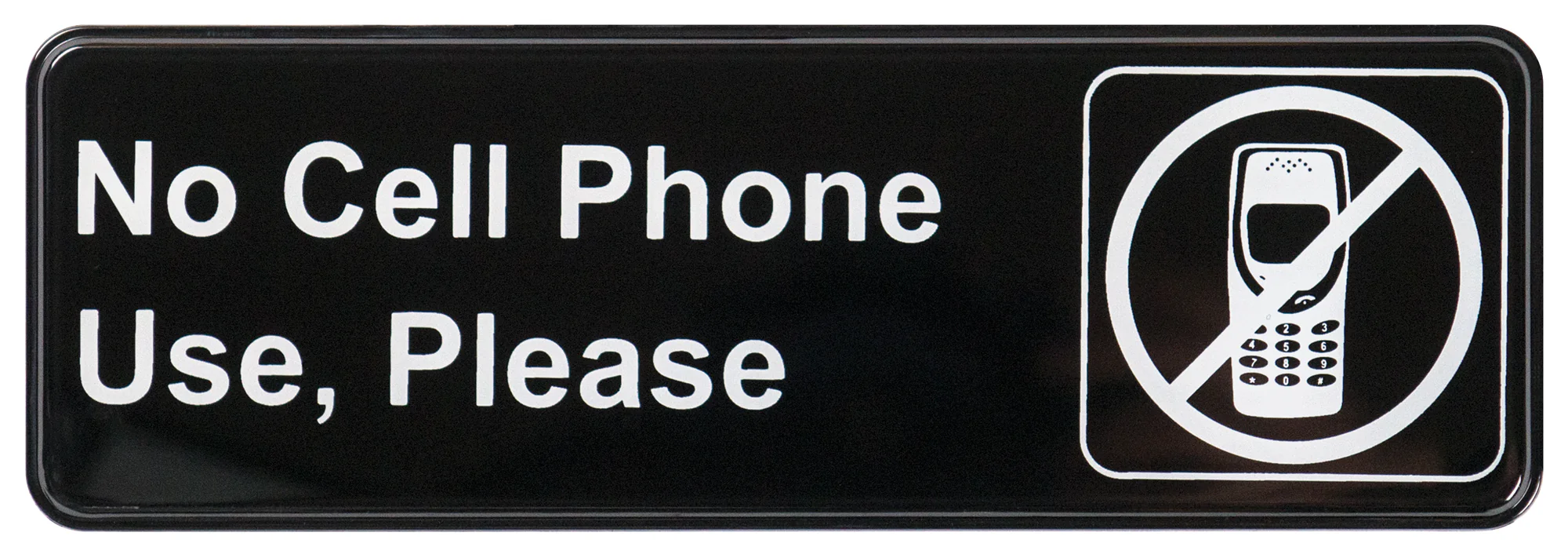 Winco SGN-334 9 Inch Sign Compliance No Cell Phone Use Please Black White