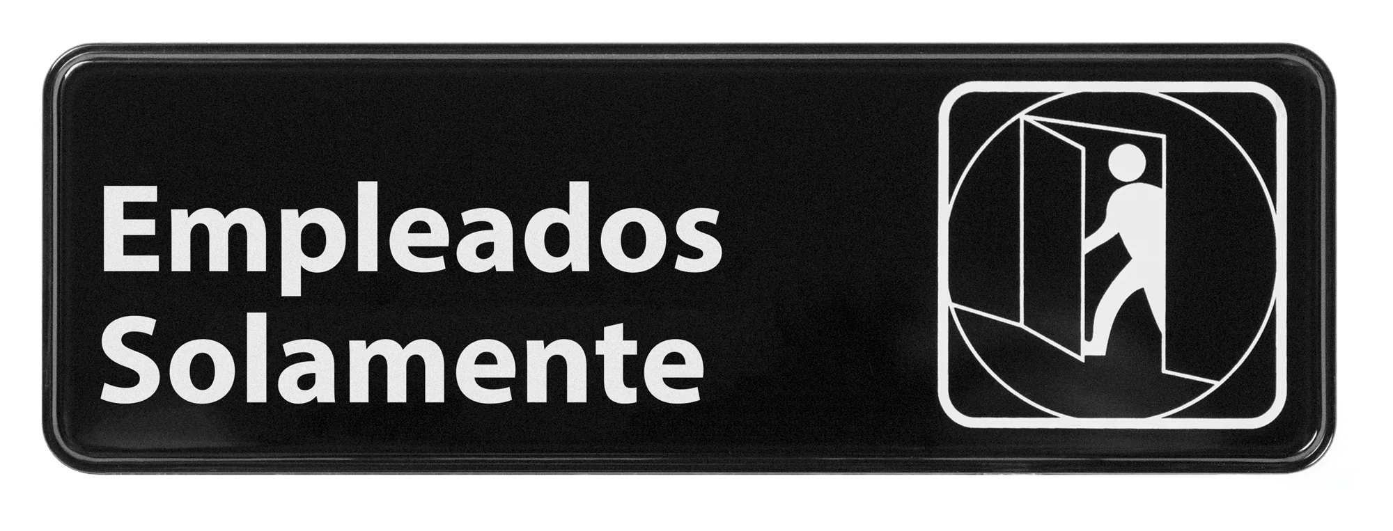 Winco SGN-361 9 Inch Sign Compliance Employees Only in Spanish Plastic Black - Image 2
