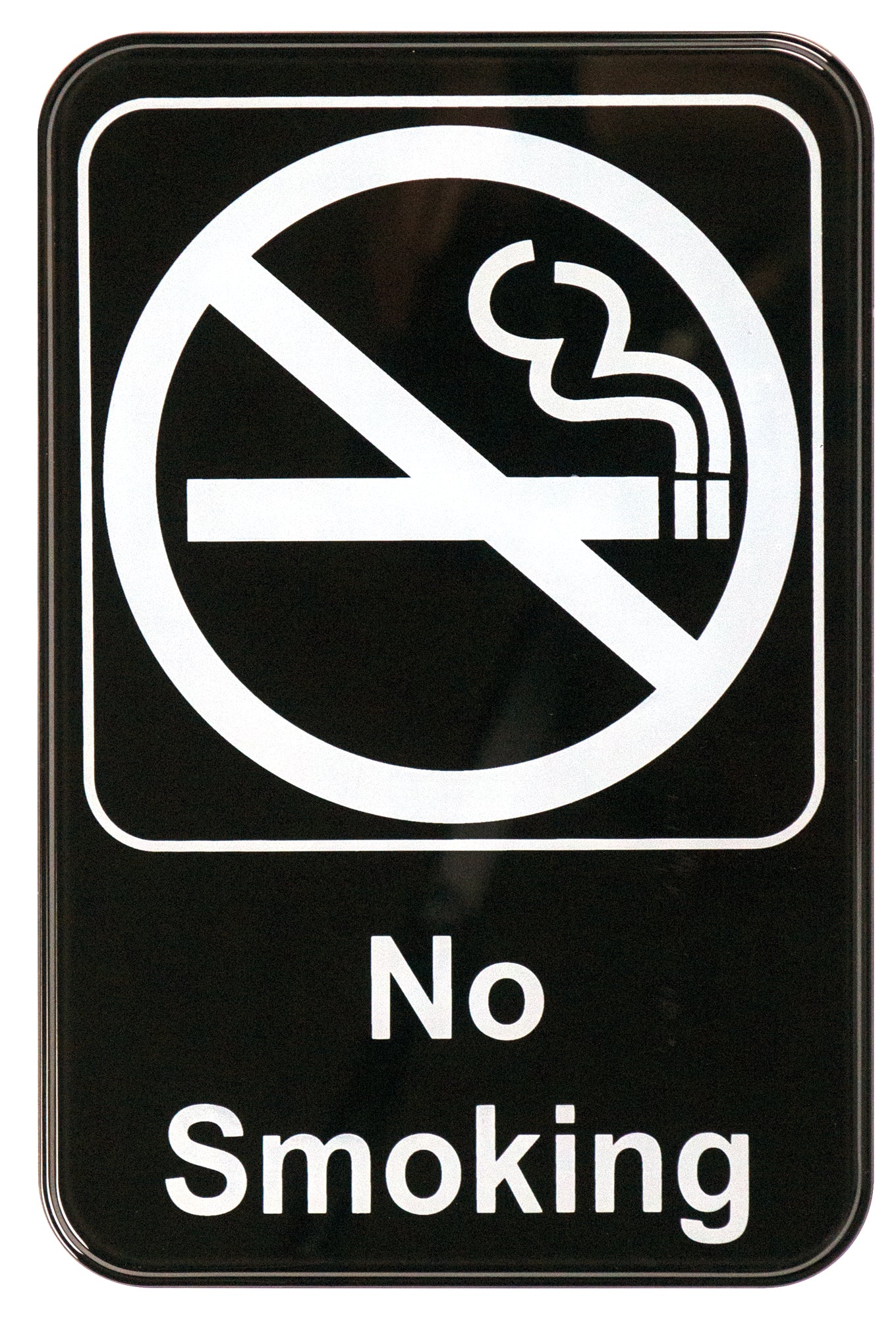 Winco SGN-601 6 Inch Information Sign Compliance No Smoking White on Black - Image 2