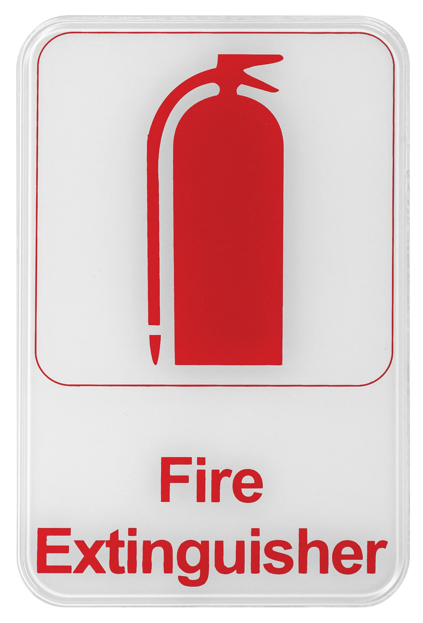Winco SGN-682W 6 Inch Information Sign Fire Extinguisher Red on White - Image 2