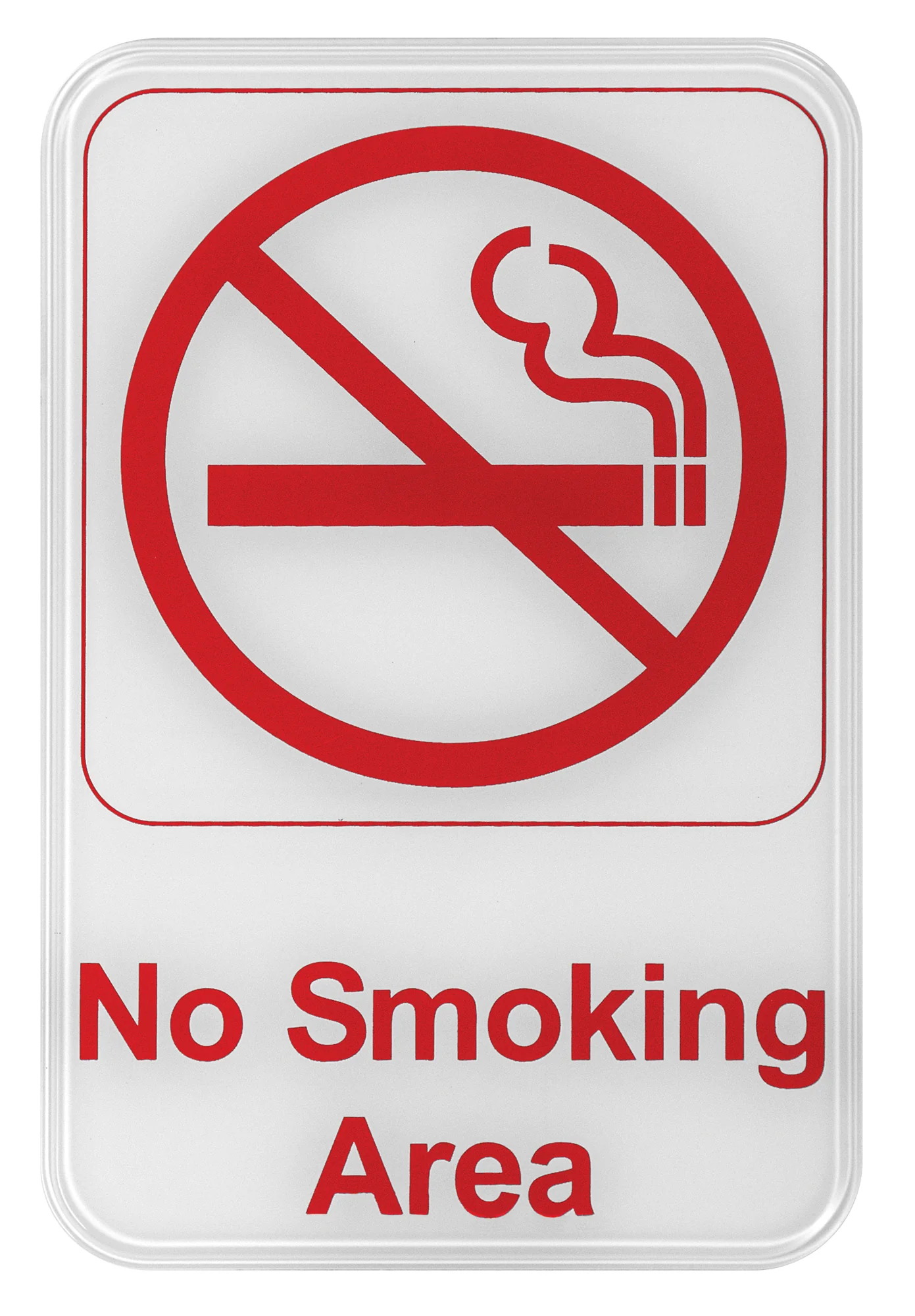 Winco SGN-684W 6 Inch Sign Compliance No Smoking Area Red on White - Image 2