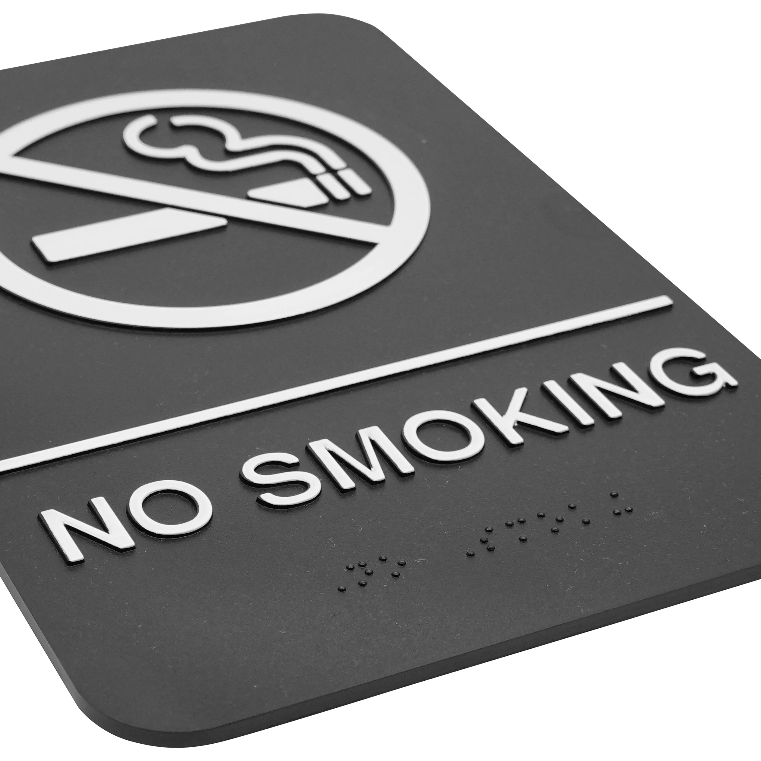Winco SGNB-601 6 Inch Sign Compliance Braille No Smoking White on Black - Image 2