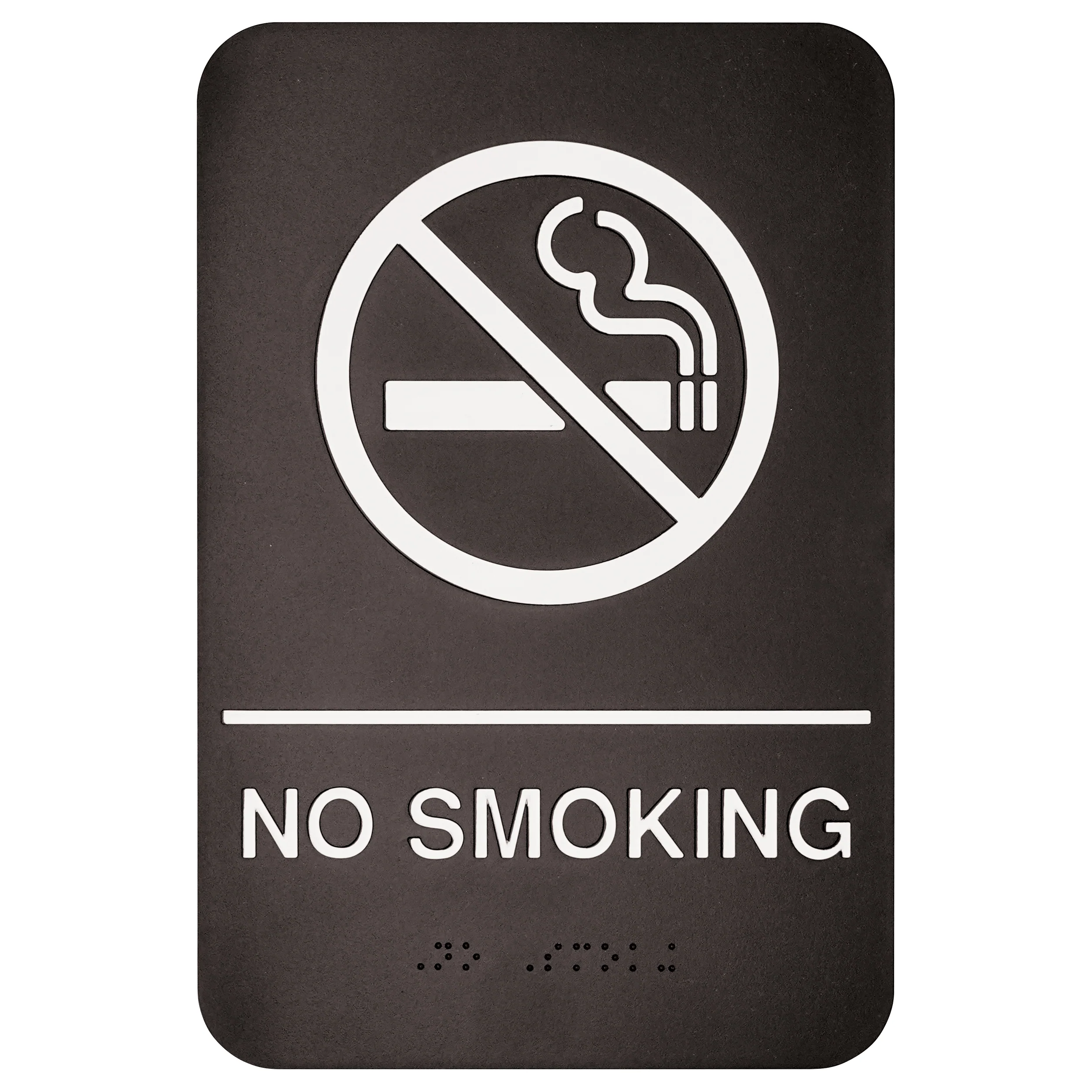 Winco SGNB-601 6 Inch Sign Compliance Braille No Smoking White on Black - Image 3