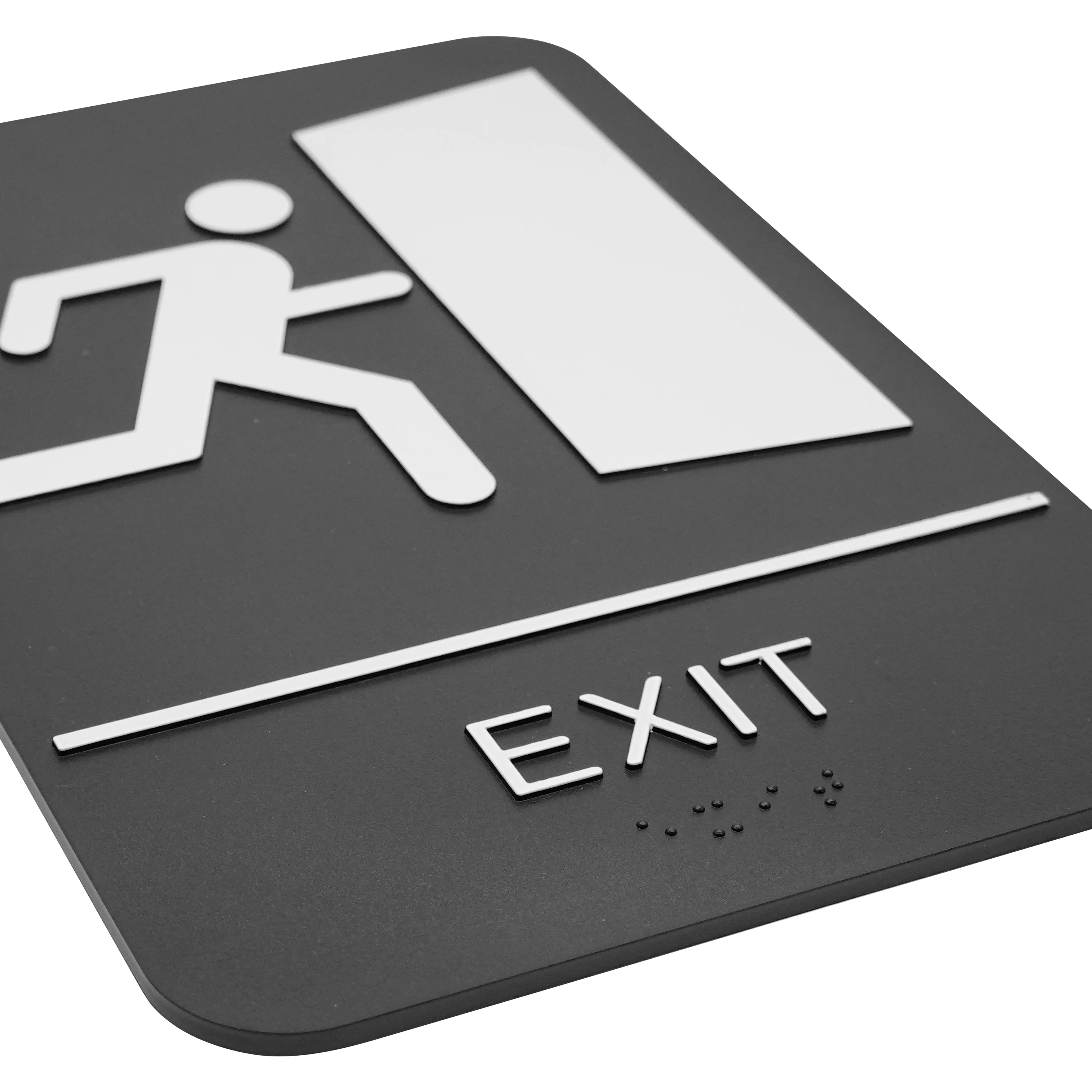 Winco SGNB-604 6 Inch Compliance Sign With Symbol Braille EXIT Black - Image 3