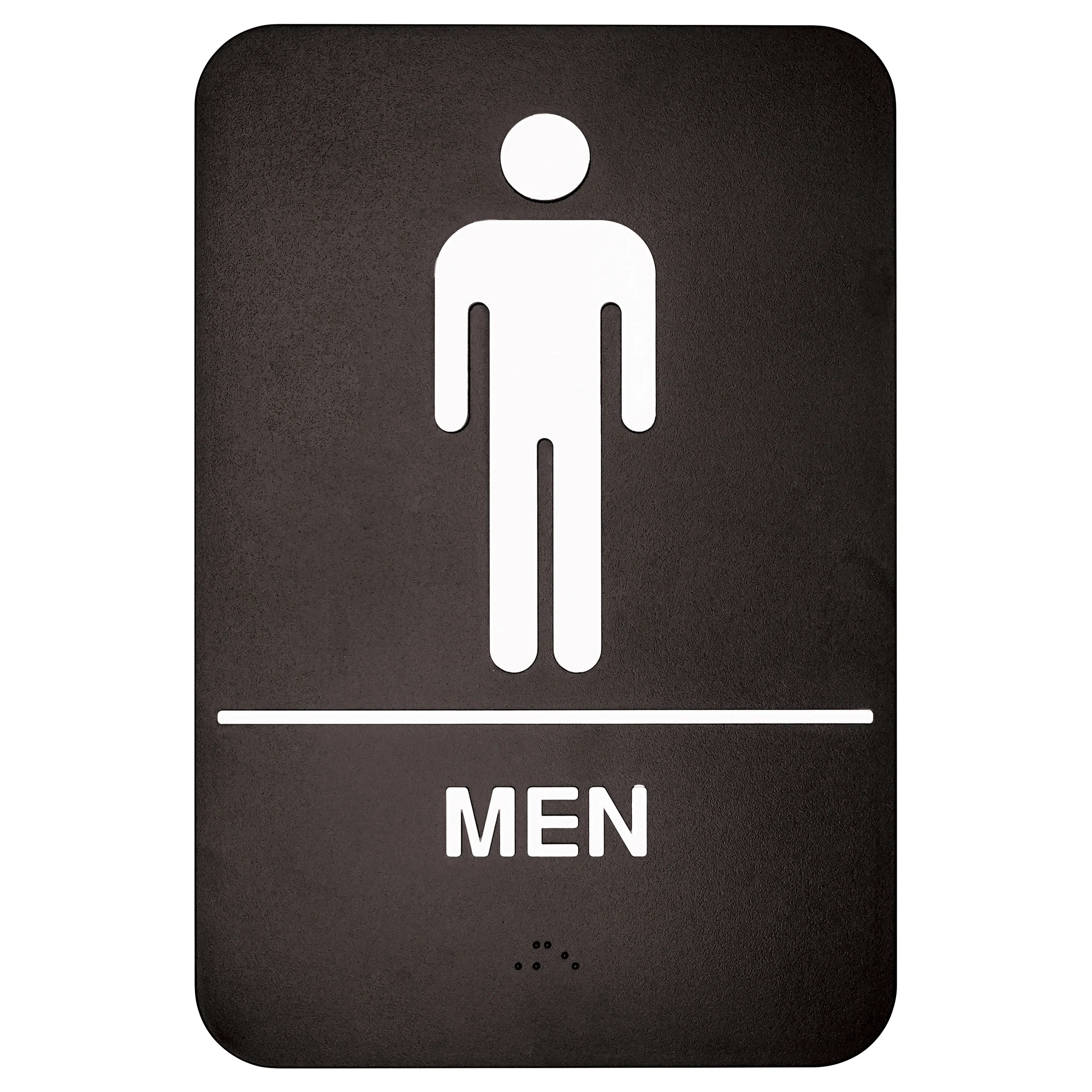 Winco SGNB-605 6 Inch Sign Braille Compliance White on Black MEN - Image 2