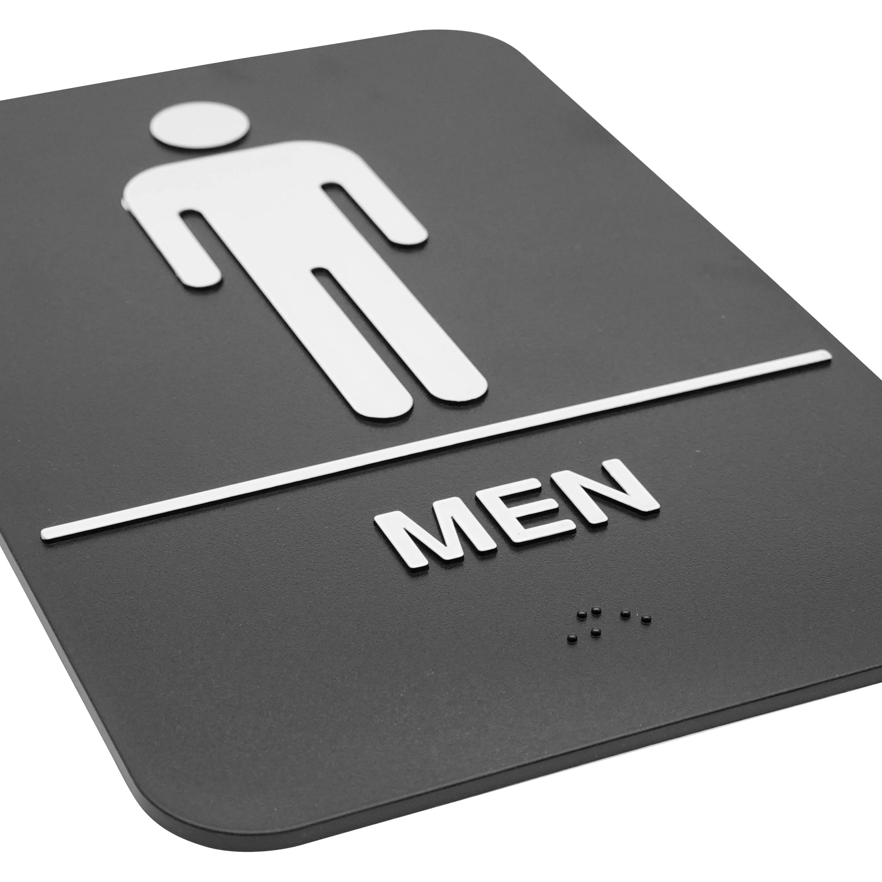 Winco SGNB-605 6 Inch Sign Braille Compliance White on Black MEN - Image 3