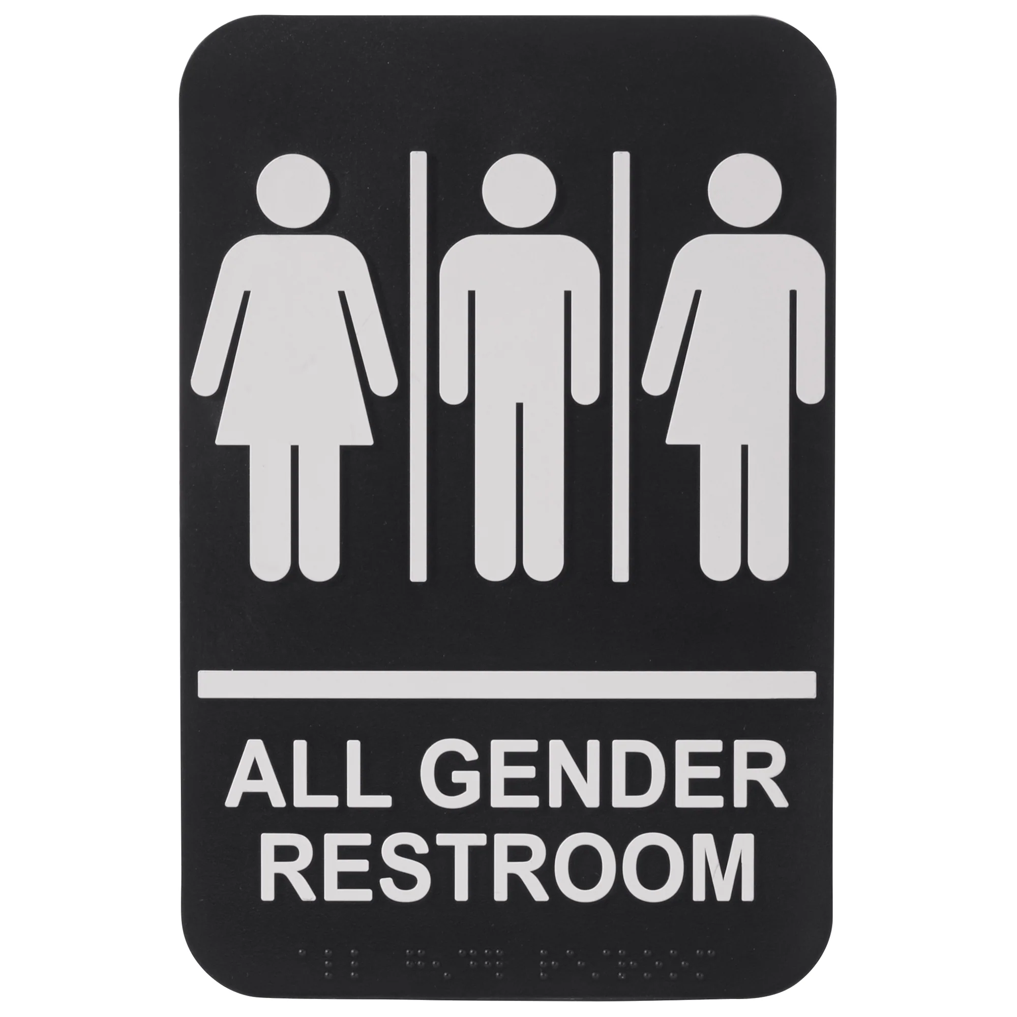 Winco SGNB-607 6 Inch Sign Compliance All GENDER Braille White Imprint Black - Image 3