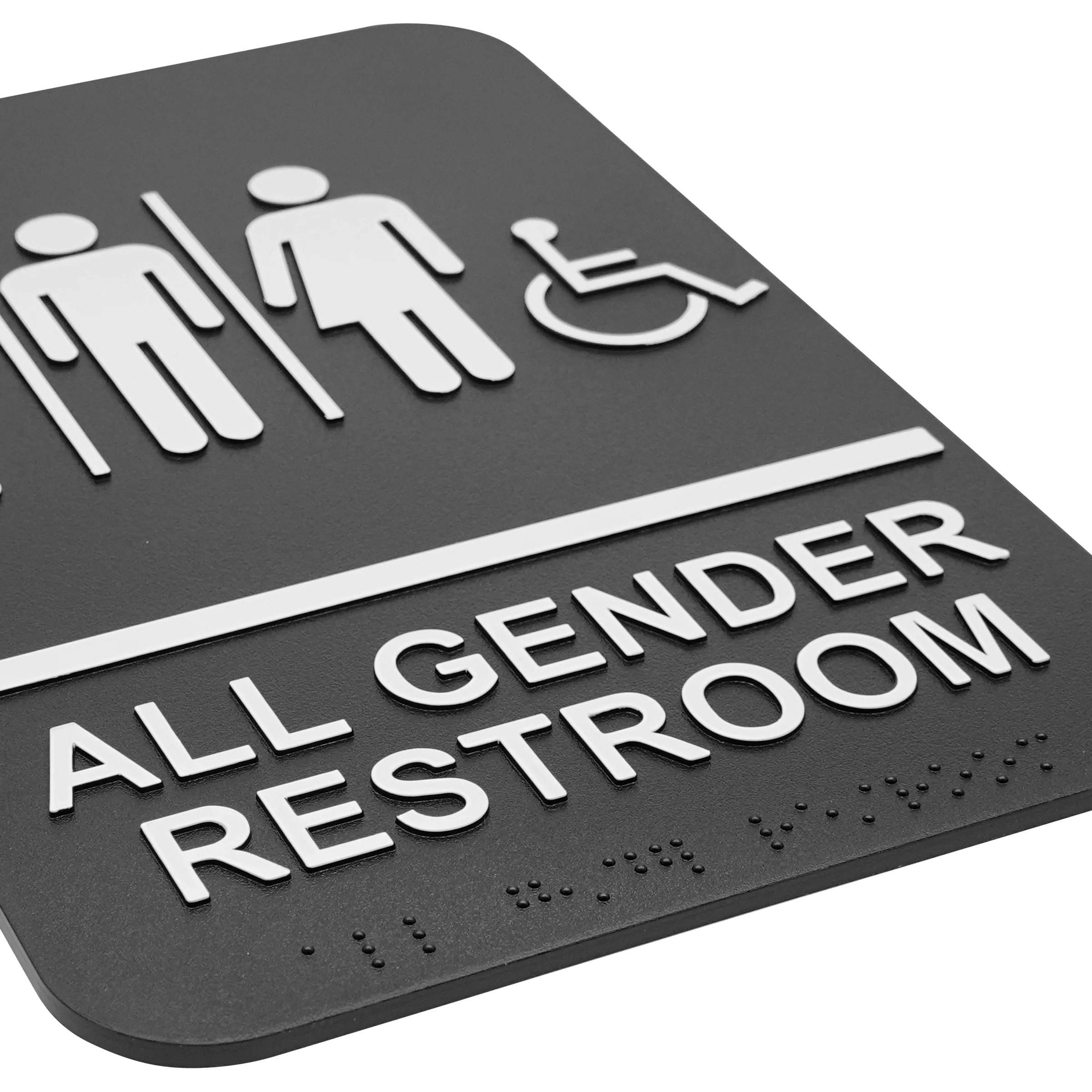 Winco SGNB-608 6 Inch Sign Compliance with Symbol All GENDER Accessible Black - Image 3