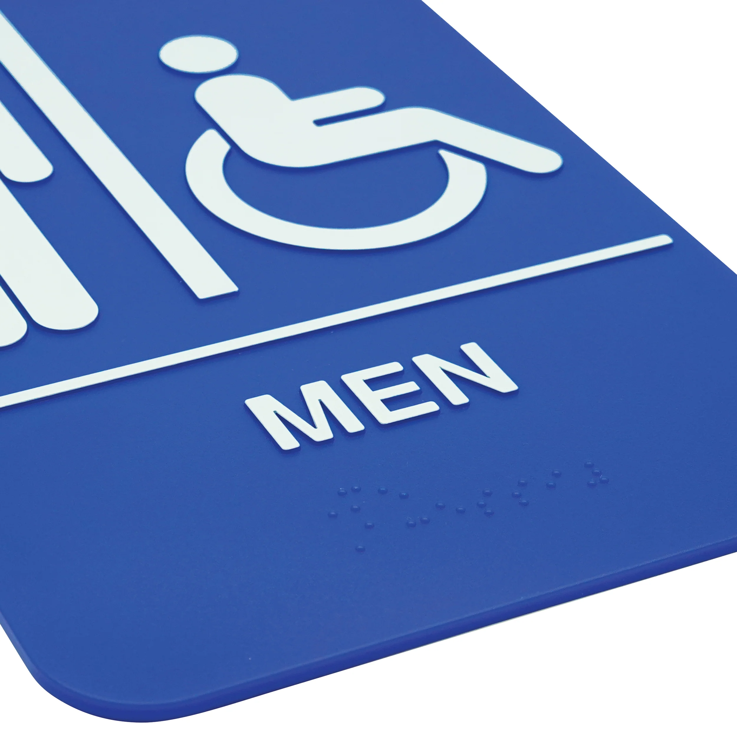 Winco SGNB-652B 6 Inch Sign Compliance Braille MEN Accessible White Blue - Image 3