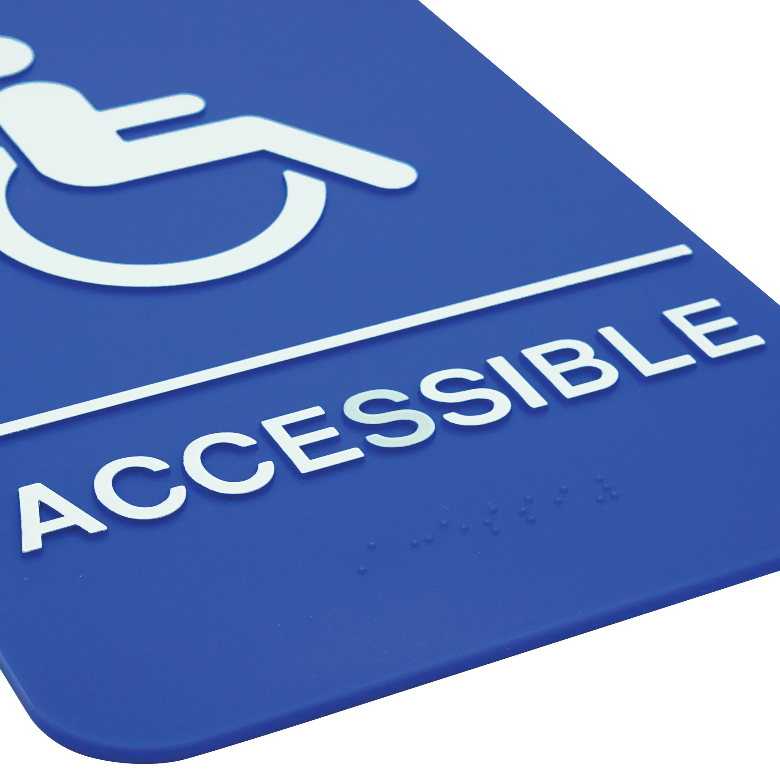 Winco SGNB-653B 6 Inch Sign Compliance with symbol Braille "ACCESSIBLE" blue - Image 3